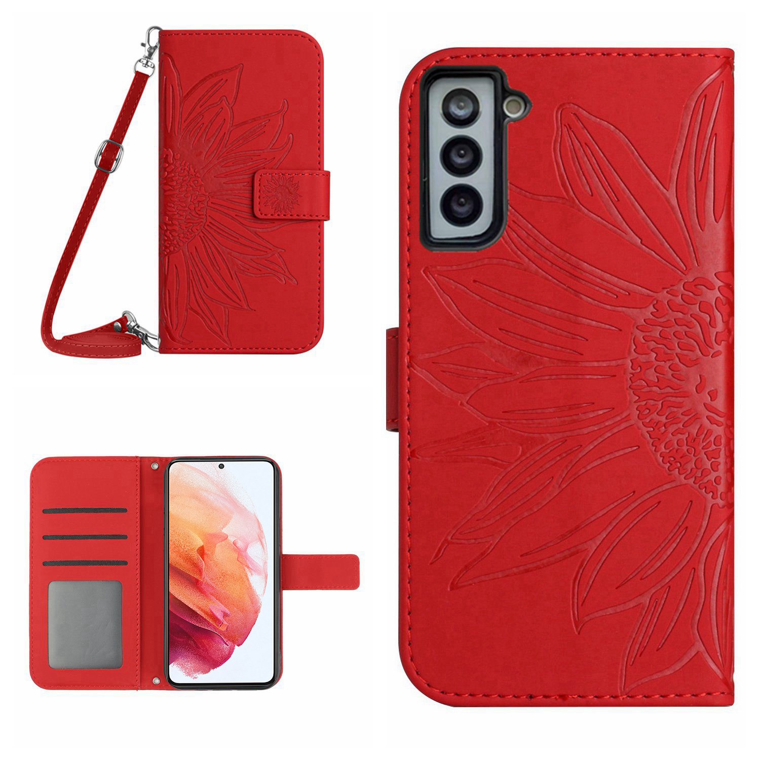 Для Samsung Galaxy S21 5G / 4G HT04 PU Кожаная Подсолнечная Подсолнечная - Красный, Galaxy S21 5G
Для Samsung Galaxy S21 5G / 4G HT04 PU Кожаная Подсолнечная Подсолнечная - Красный, Galaxy S21 5G