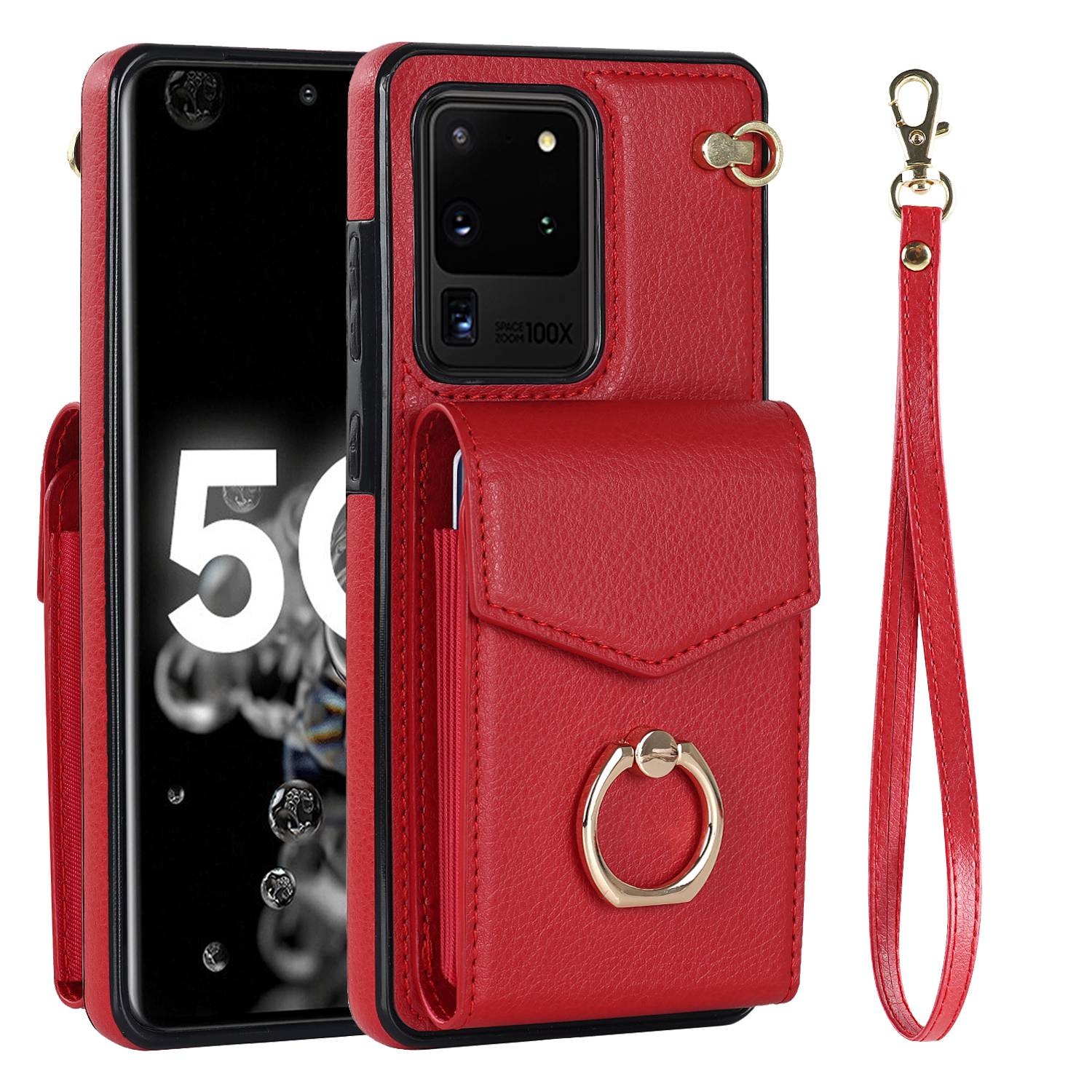Für Samsung Galaxy S20 Ultra Ring Kickstand Phone Back Case RFID Blockierende Akkordeon -kartenbeutel PU Leder+tpu -schutzabdeckung Mit Riemen - Rot, Galaxy S20 Ultra
Für Samsung Galaxy S20 Ultra Ring Kickstand Phone Back Case RFID Blockierende Akkordeon -kartenbeutel PU Leder+tpu -schutzabdeckung Mit Riemen - Rot, Galaxy S20 Ultra