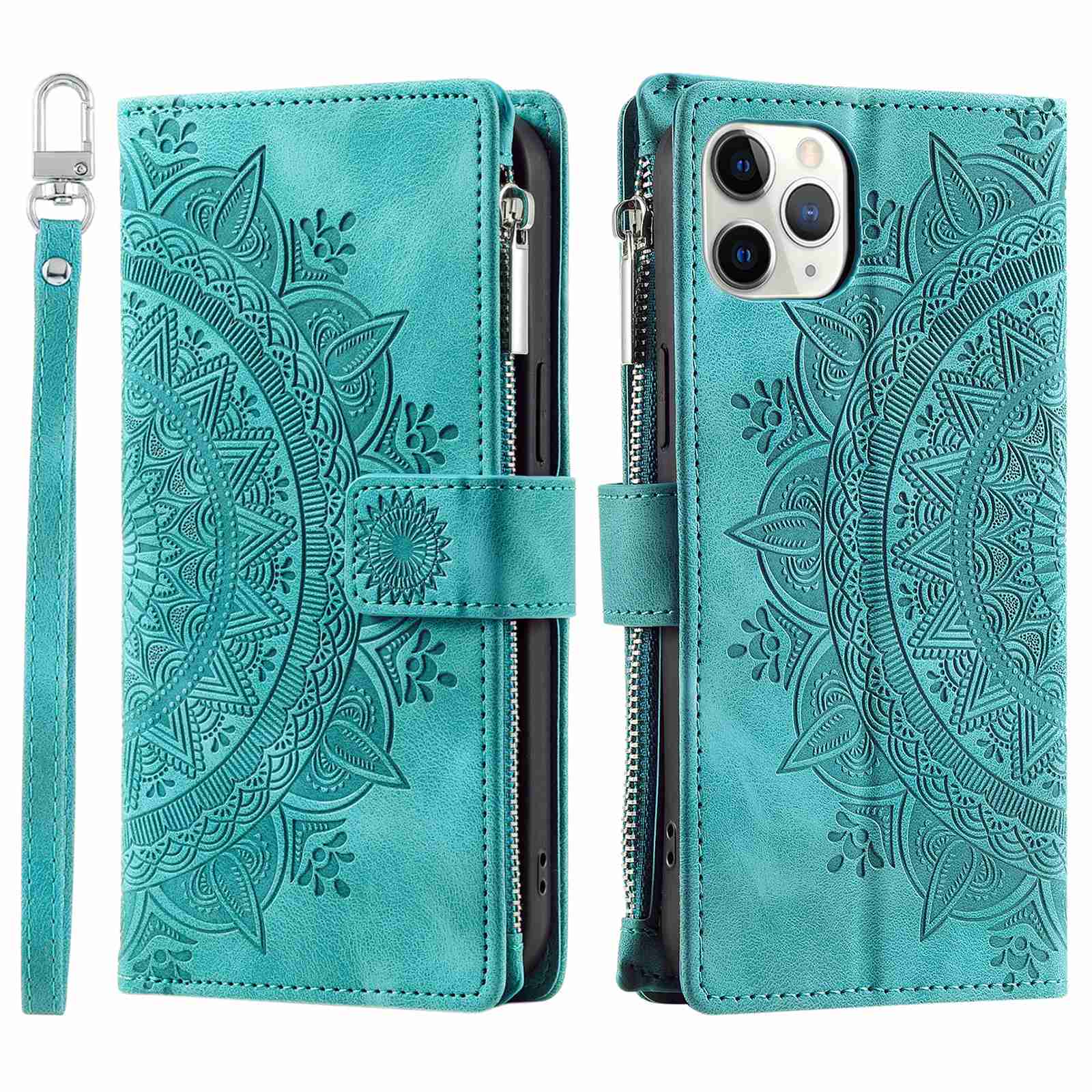 Mandala Flower Imprinted Phone Case For iPhone 11 Pro 5.8 inch, Zipper Pocket Wallet Stand Multiple Card Slots Full Protection PU Leather Phone Cover with Strap - Green, iPhone 11 Pro 5.8 inch
Mandala Flower Imprinted Phone Case For iPhone 11 Pro 5.8 inch, Zipper Pocket Wallet Stand Multiple Card Slots Full Protection PU Leather Phone Cover with Strap - Green, iPhone 11 Pro 5.8 inch