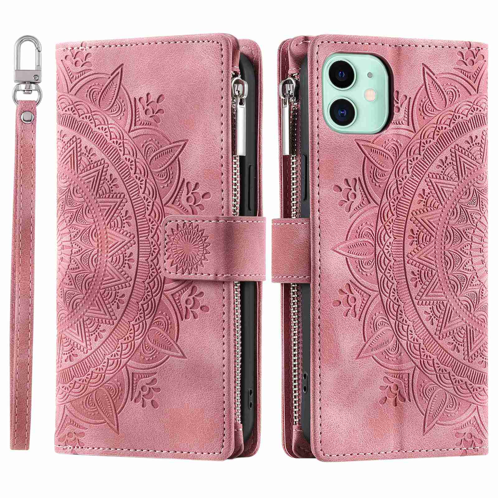 For iPhone 11 6.1 inch Mandala Flower Imprinted PU Leather Phone Cover Foldable Stand with Multiple Card Slots Zipper Pocket Wallet Case - Rose Gold, iPhone 11 6.1 inch
For iPhone 11 6.1 inch Mandala Flower Imprinted PU Leather Phone Cover Foldable Stand with Multiple Card Slots Zipper Pocket Wallet Case - Rose Gold, iPhone 11 6.1 inch