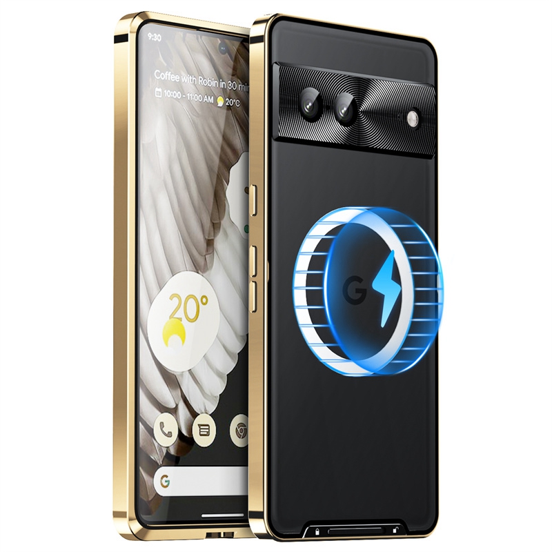 Für Google Pixel 7 5G Fall Proof Magnetic Adsorption Matte Telefonabdeckung TPU Back + Metall Edge Integrated Objektivschutz Fall - Gold, Google Pixel 7 5G
Für Google Pixel 7 5G Fall Proof Magnetic Adsorption Matte Telefonabdeckung TPU Back + Metall Edge Integrated Objektivschutz Fall - Gold, Google Pixel 7 5G