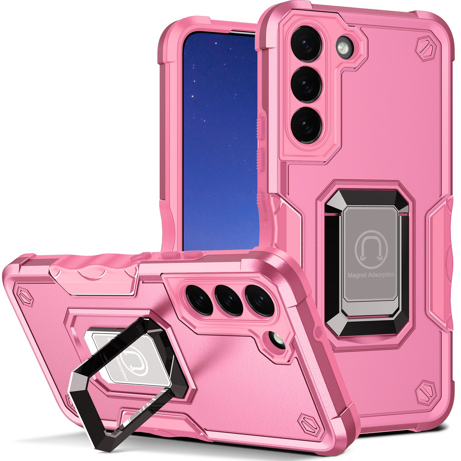 For Samsung Galaxy S23+ Ring Holder Kickstand Anti-drop Phone Case Hard PC Soft TPU Protective Cover - Pink, Galaxy S23+
For Samsung Galaxy S23+ Ring Holder Kickstand Anti-drop Phone Case Hard PC Soft TPU Protective Cover - Pink, Galaxy S23+