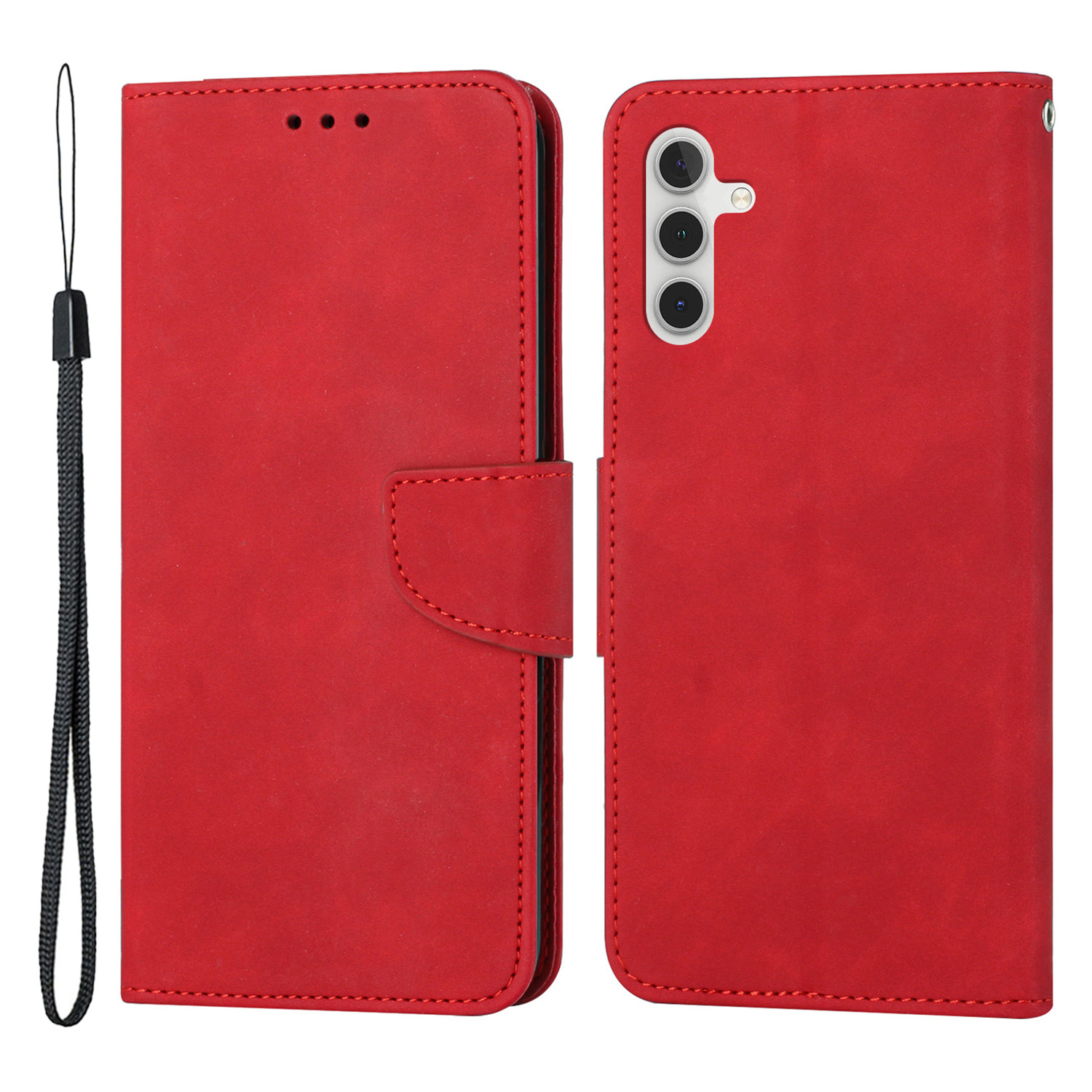 For Samsung Galaxy A34 5G Full Protection Solid Color PU Leather Magnetic Phone Case Stand Wallet Flip Phone Cover with Strap - Red, Galaxy A34 5G
For Samsung Galaxy A34 5G Full Protection Solid Color PU Leather Magnetic Phone Case Stand Wallet Flip Phone Cover with Strap - Red, Galaxy A34 5G