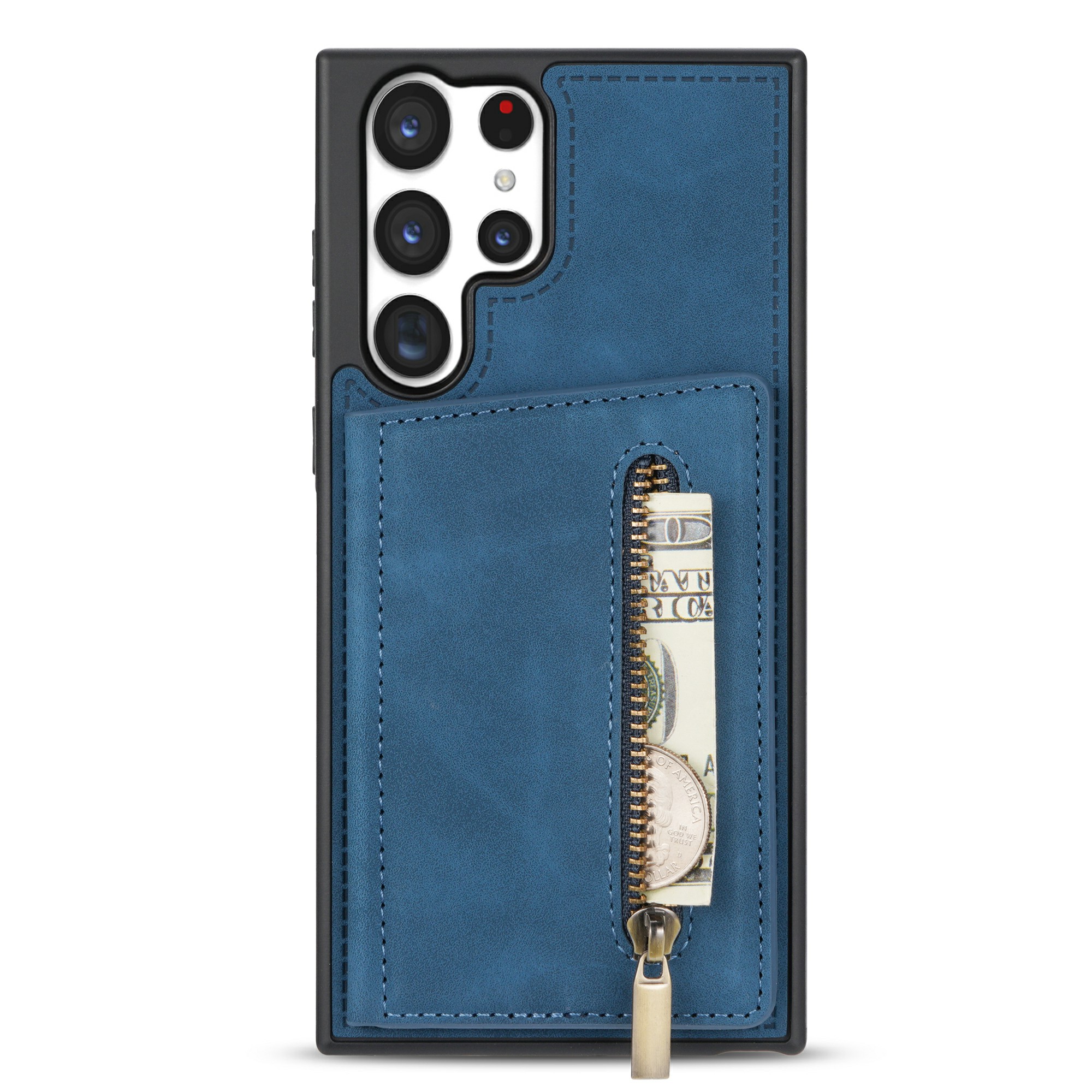For Samsung Galaxy S23 Ultra Zipper Pocket Wallet Phone Case PU Leather Coated TPU Kickstand Back Cover - Blue, Galaxy S23 Ultra
For Samsung Galaxy S23 Ultra Zipper Pocket Wallet Phone Case PU Leather Coated TPU Kickstand Back Cover - Blue, Galaxy S23 Ultra