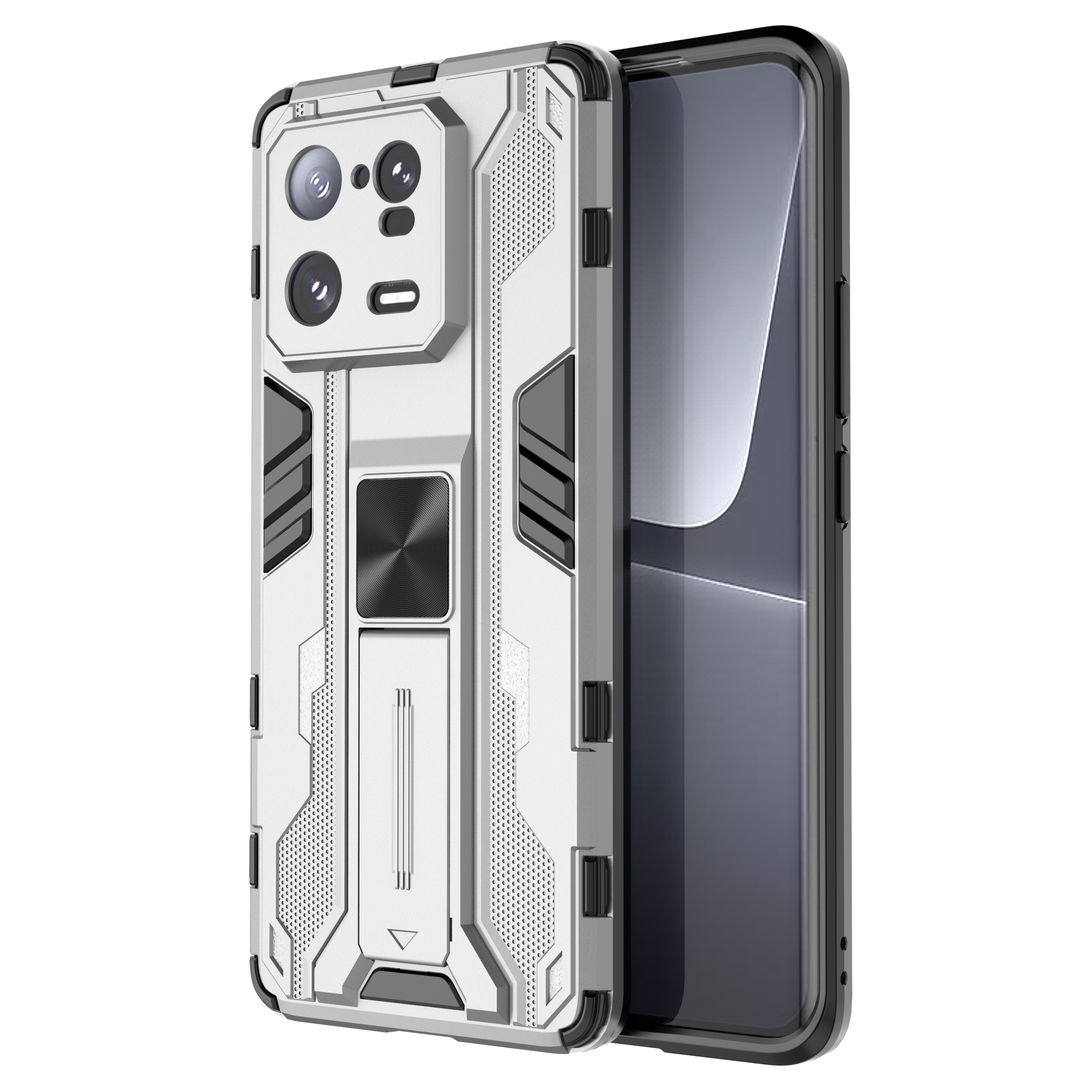 Für Xiaomi 13 Pro 5G Hard PC Soft TPU Mobile Case Kickstand Drop-proof-rückzugabdeckung - Silber-, Xiaomi 13 Pro 5G 
Für Xiaomi 13 Pro 5G Hard PC Soft TPU Mobile Case Kickstand Drop-proof-rückzugabdeckung - Silber-, Xiaomi 13 Pro 5G