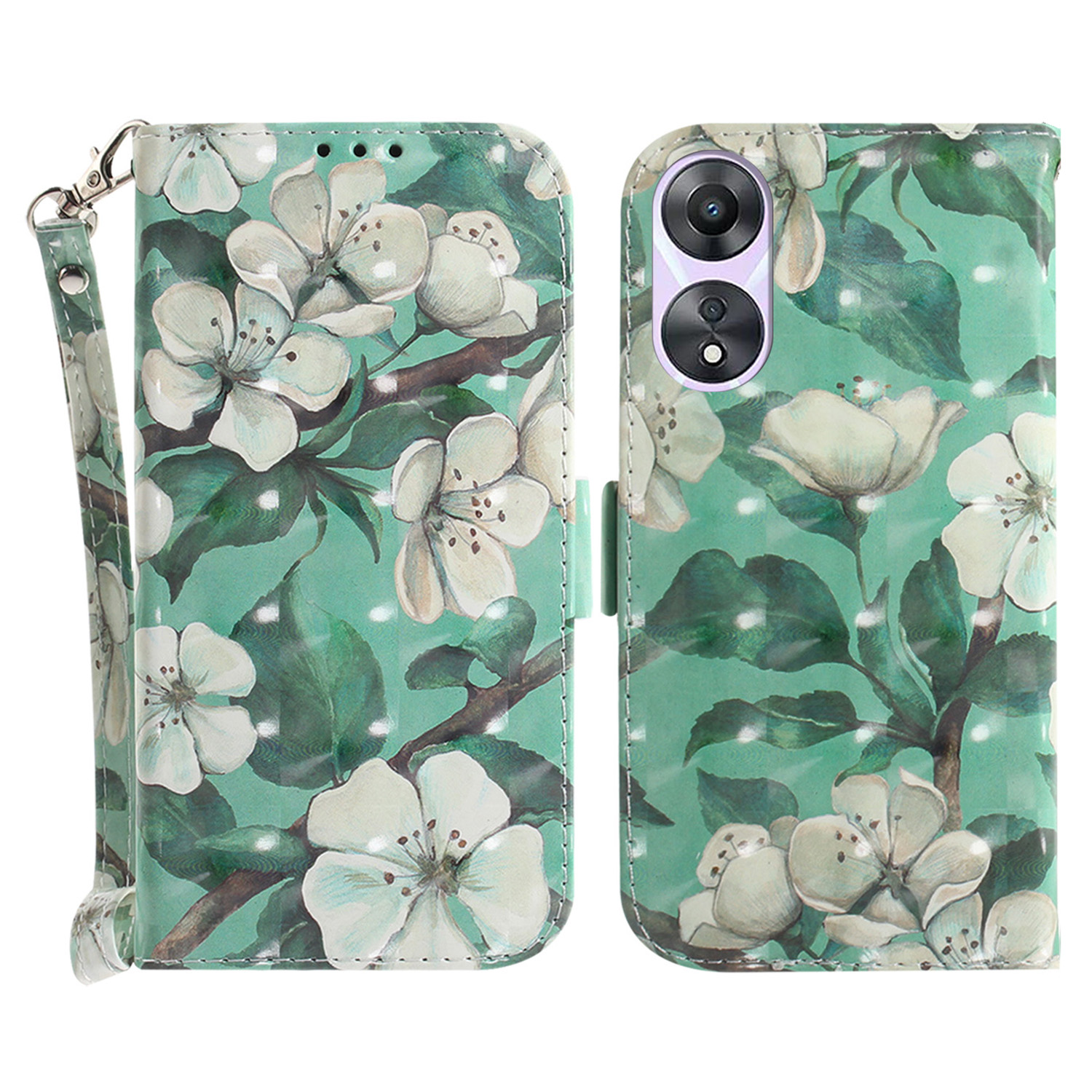 Für Oppo A58 5G PU Leder 3D Muster Druckphase Abdeckung Voller Schutzstandardhülle Mit Riemen - Aquarellblüten, Oppo A58 5G
Für Oppo A58 5G PU Leder 3D Muster Druckphase Abdeckung Voller Schutzstandardhülle Mit Riemen - Aquarellblüten, Oppo A58 5G