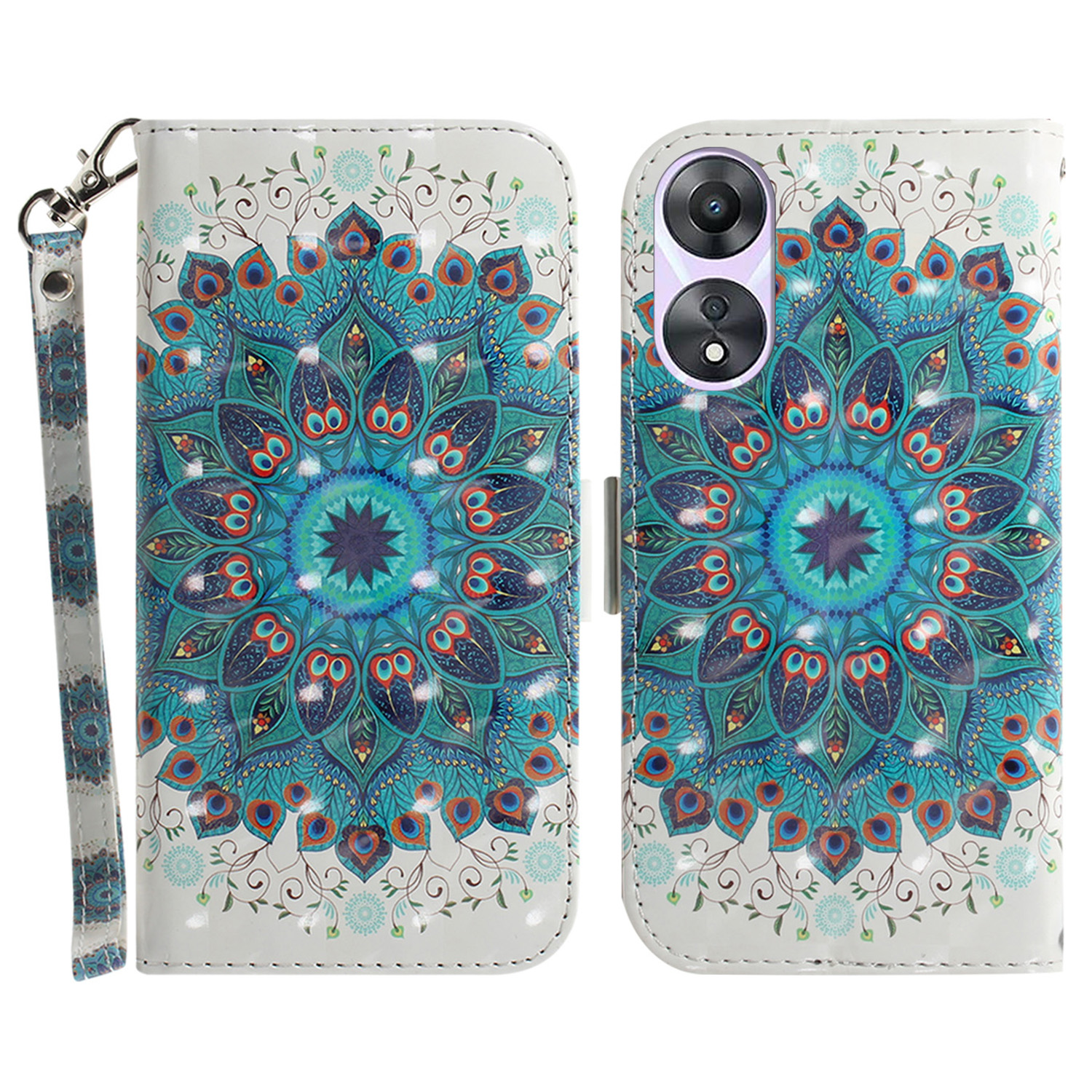 Für Oppo A58 5G PU Leder 3D Muster Druckphase Abdeckung Voller Schutzstandardhülle Mit Riemen - Pfauenkranz, Oppo A58 5G
Für Oppo A58 5G PU Leder 3D Muster Druckphase Abdeckung Voller Schutzstandardhülle Mit Riemen - Pfauenkranz, Oppo A58 5G