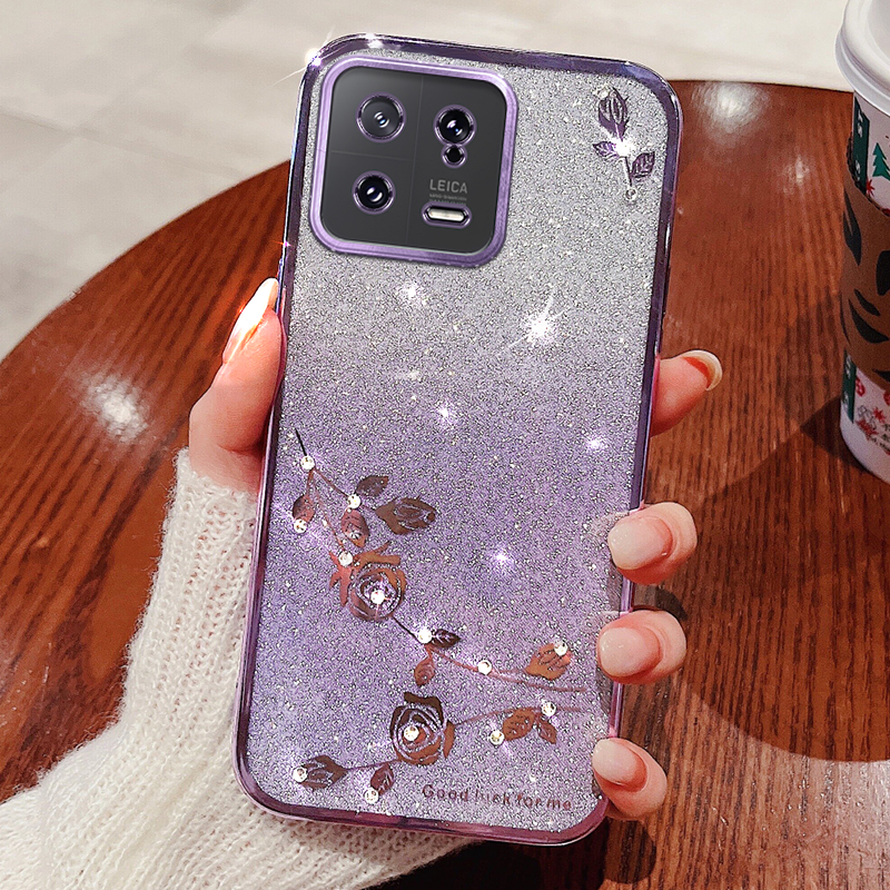 Für Xiaomi 13 5G Flexible TPU -schutzabdeckung Glitter Pulverblüemmuster Strass Decor Smartphone Hülle - Violett, Xiaomi 13
Für Xiaomi 13 5G Flexible TPU -schutzabdeckung Glitter Pulverblüemmuster Strass Decor Smartphone Hülle - Violett, Xiaomi 13