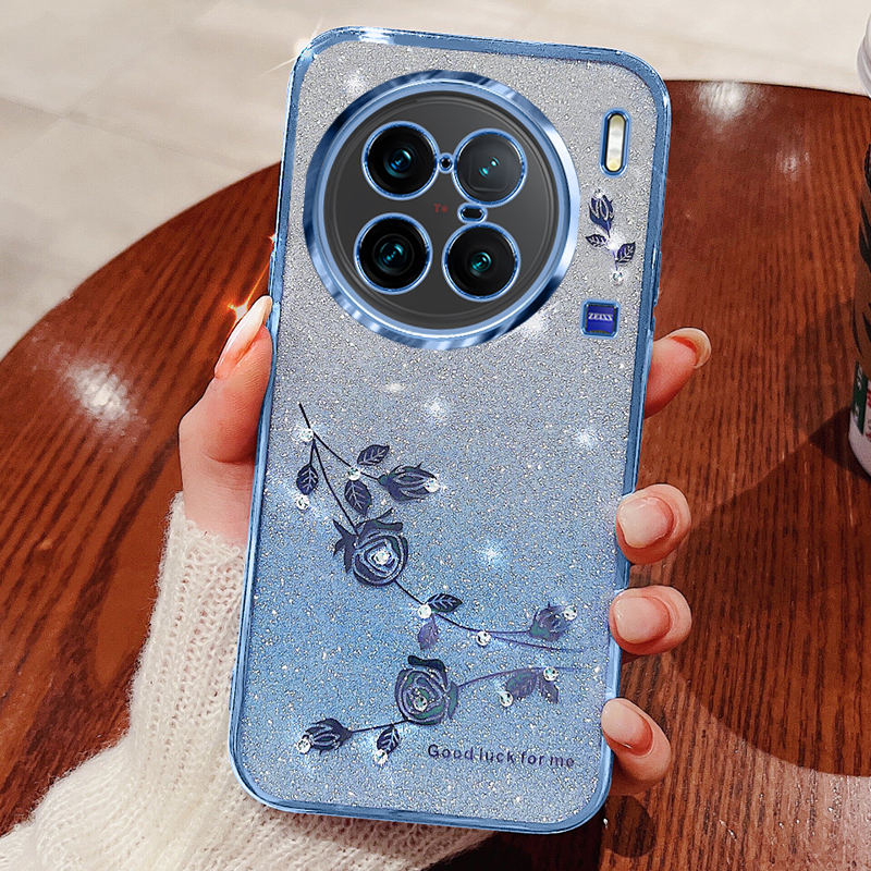 Für Vivo X90 Pro 5g Strass Dekor Blumenmuster Weiches TPU -rückzugabdeckungsgradient Glitter Pulver Schutzhülle - Blau, vivo X90 Pro 5G 
Für Vivo X90 Pro 5g Strass Dekor Blumenmuster Weiches TPU -rückzugabdeckungsgradient Glitter Pulver Schutzhülle - Blau, vivo X90 Pro 5G