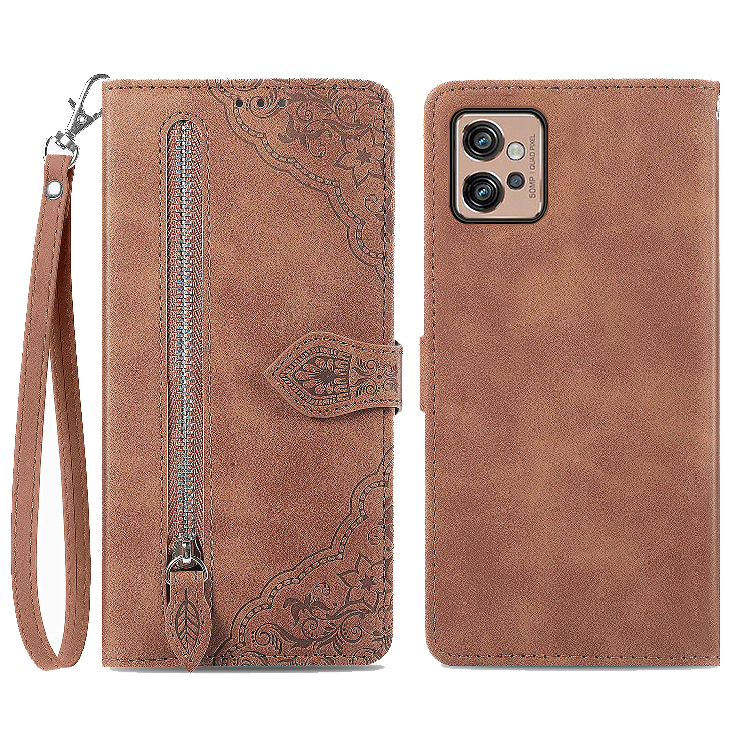 Für Motorola Moto G32 4G Blumengeprägte Muster Drop-proof PU Leder Reißverschluss Pocket Handy Cover Stand Wallet Wallet - Braun, Motorola Moto G32 4G
Für Motorola Moto G32 4G Blumengeprägte Muster Drop-proof PU Leder Reißverschluss Pocket Handy Cover Stand Wallet Wallet - Braun, Motorola Moto G32 4G