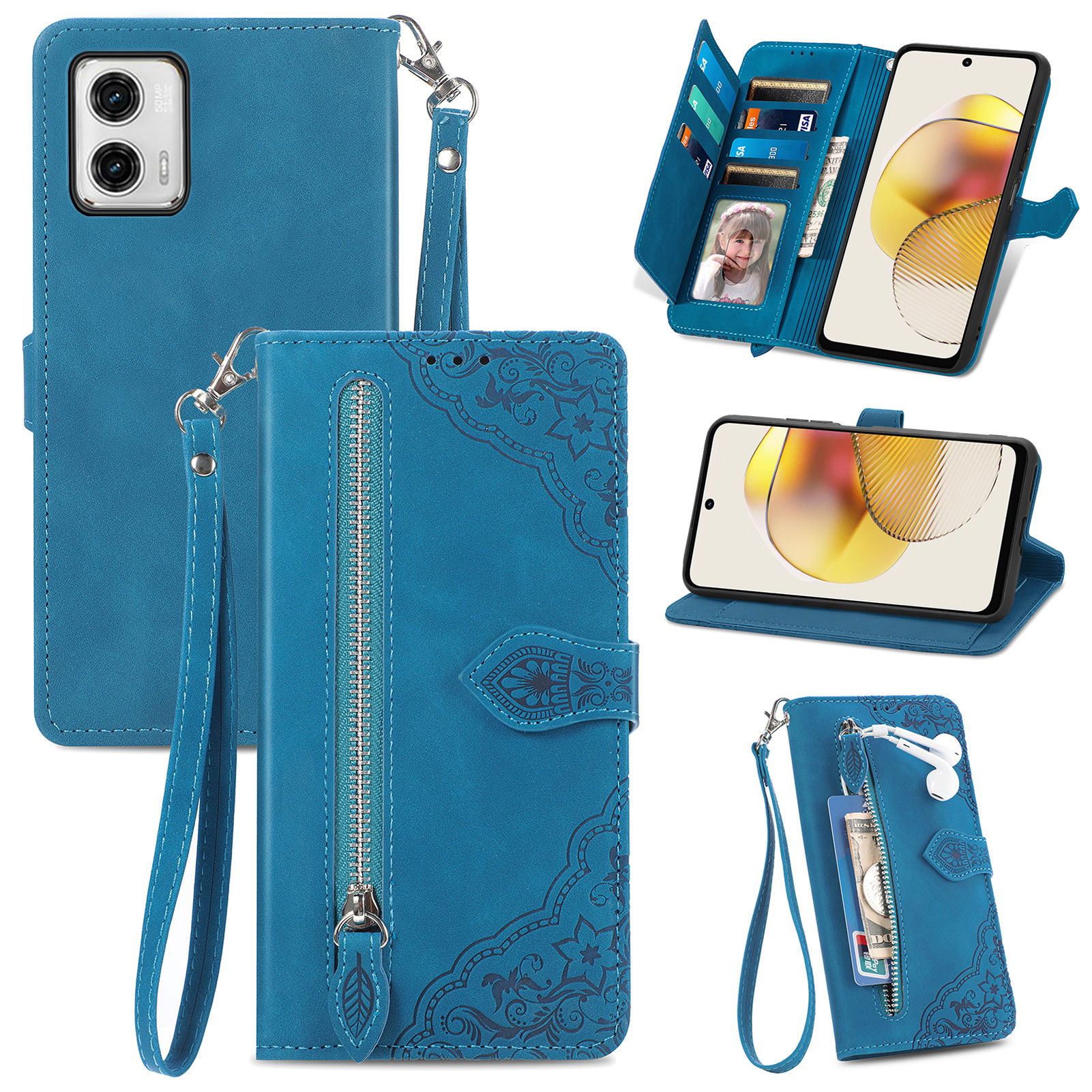 Stoßdichtes Telefongehäuse Für Motorola Moto G73 5G Reißverschluss -taschenblume Eingeprägte Lederständer Brieftasche Abdeckung - Blau, Motorola Moto G73 5G
Stoßdichtes Telefongehäuse Für Motorola Moto G73 5G Reißverschluss -taschenblume Eingeprägte Lederständer Brieftasche Abdeckung - Blau, Motorola Moto G73 5G