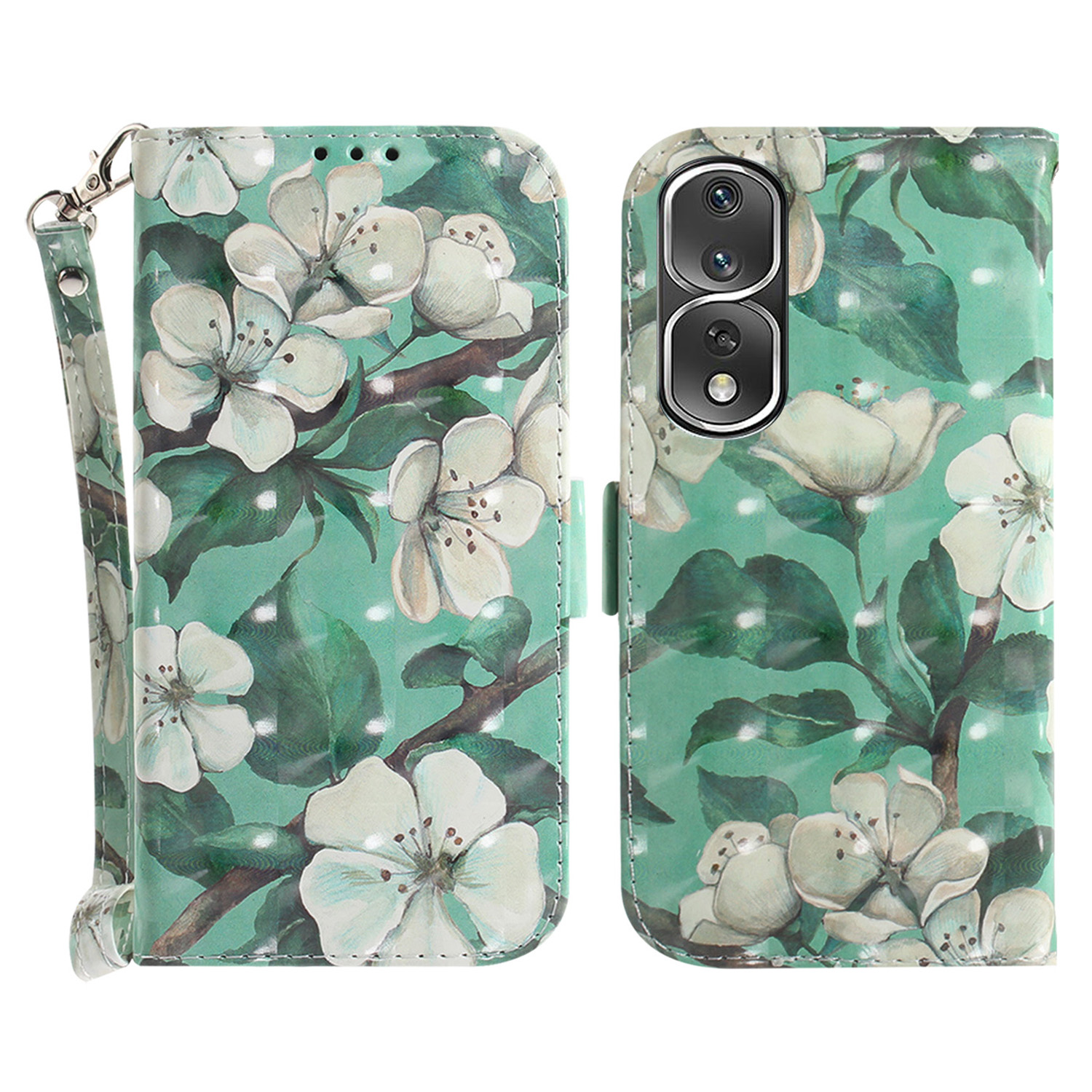 Schocksicheres Telefonfall Für Honor 80 Pro 5g, PU Leder -ständer Brieftasche Handyabdeckung Mit Riemen - Aquarellblüten, Honor 80 Pro 5G 
Schocksicheres Telefonfall Für Honor 80 Pro 5g, PU Leder -ständer Brieftasche Handyabdeckung Mit Riemen - Aquarellblüten, Honor 80 Pro 5G