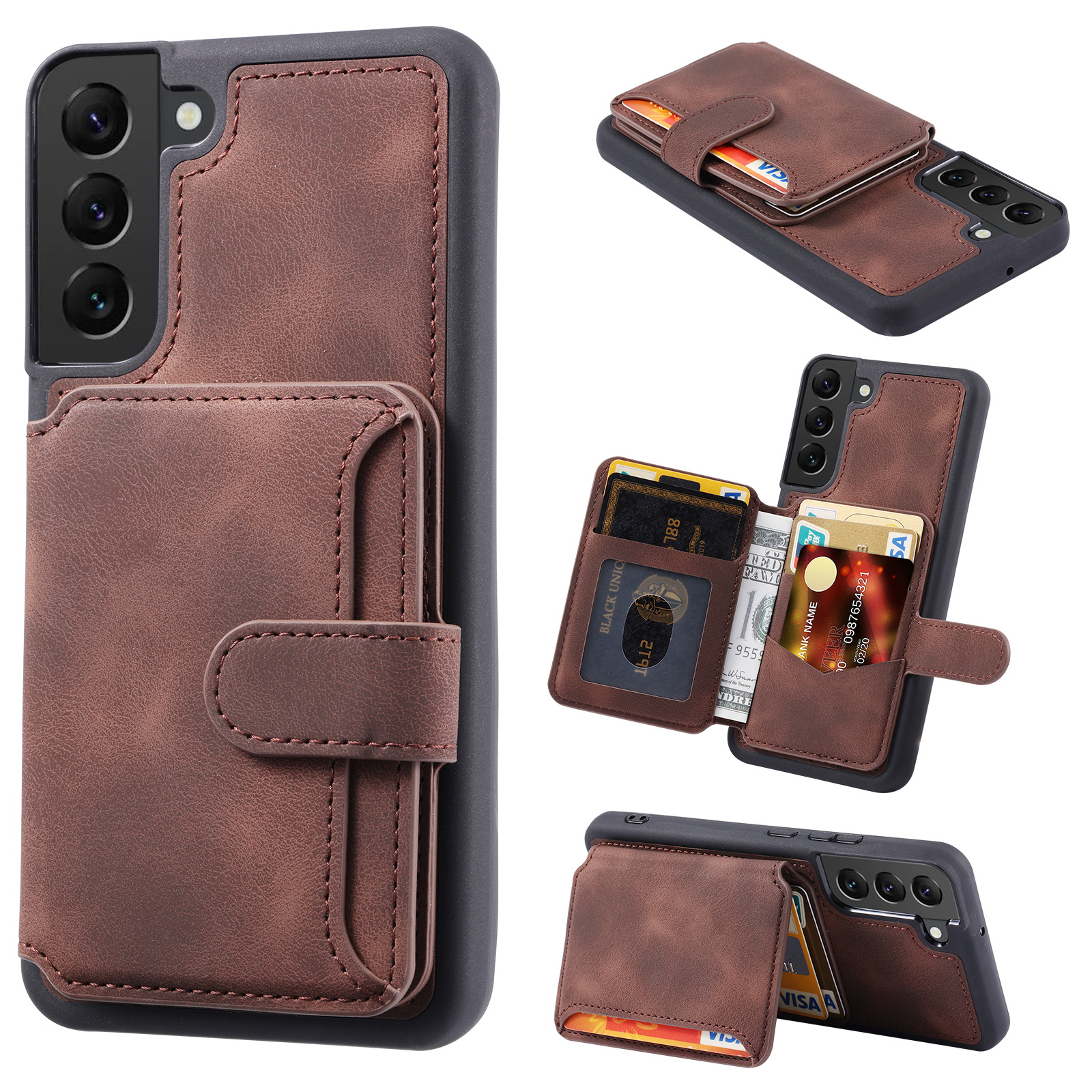 Für Samsung Galaxy S22+ 5G Wallet Wallet RFID Blocking Phone Cover Kick -stand -leder -tpu -hülle - Kaffee, Galaxy S22+ 5G
Für Samsung Galaxy S22+ 5G Wallet Wallet RFID Blocking Phone Cover Kick -stand -leder -tpu -hülle - Kaffee, Galaxy S22+ 5G