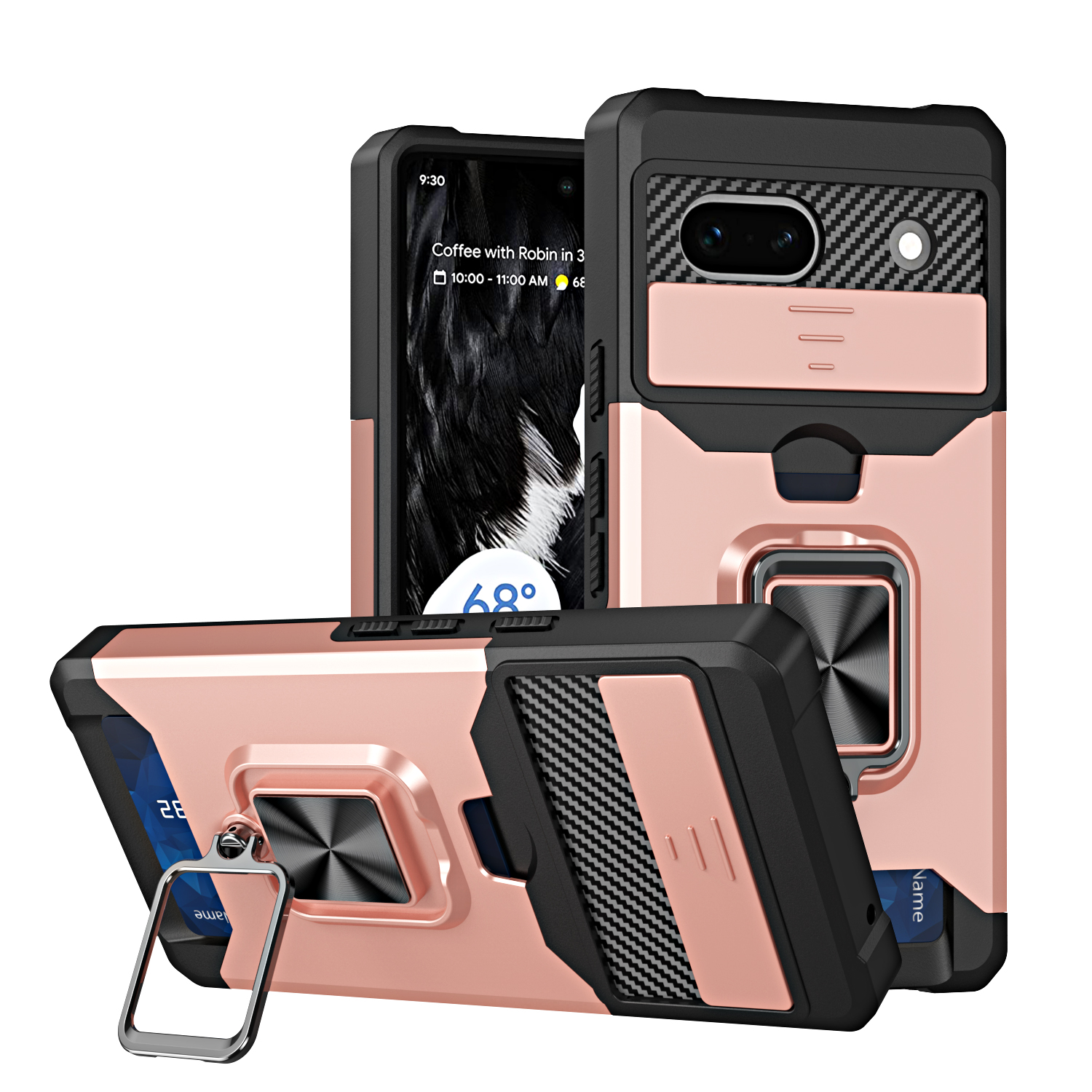 Für Google Pixel 7a -kartenhalter Kickstand -phone -hülle PC+TPU Hybridabdeckung Mit Dia Camera Deckel - Roségold, Google Pixel 7a
Für Google Pixel 7a -kartenhalter Kickstand -phone -hülle PC+TPU Hybridabdeckung Mit Dia Camera Deckel - Roségold, Google Pixel 7a