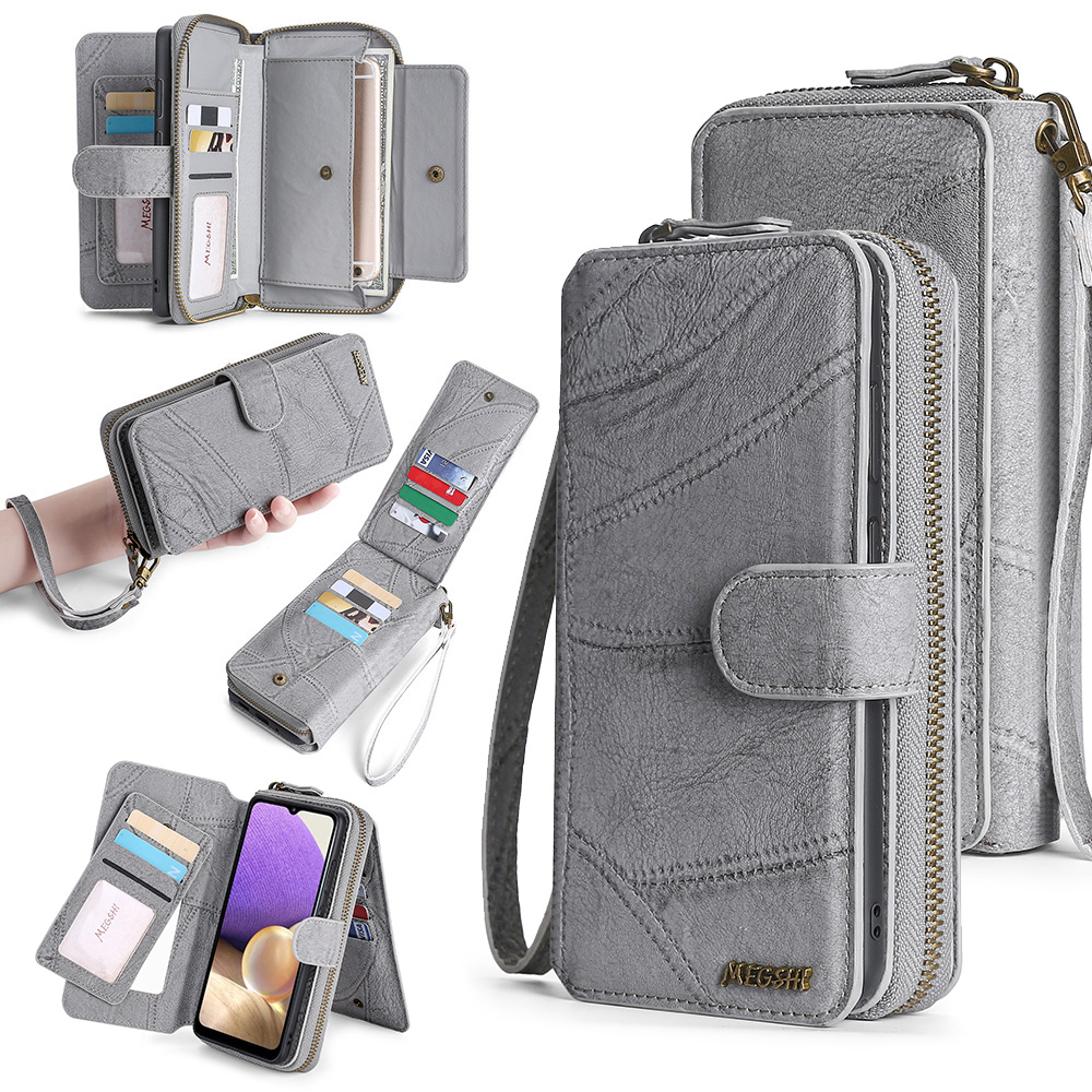 MEGSHI 004 Serie Wallet Case Für Samsung Galaxy A52 4G / 5g / A52s 5g, PU Leder Reißverschluss Abnehmbarer Stand Telefonabdeckung - Grau, Galaxy A52 4G
MEGSHI 004 Serie Wallet Case Für Samsung Galaxy A52 4G / 5g / A52s 5g, PU Leder Reißverschluss Abnehmbarer Stand Telefonabdeckung - Grau, Galaxy A52 4G