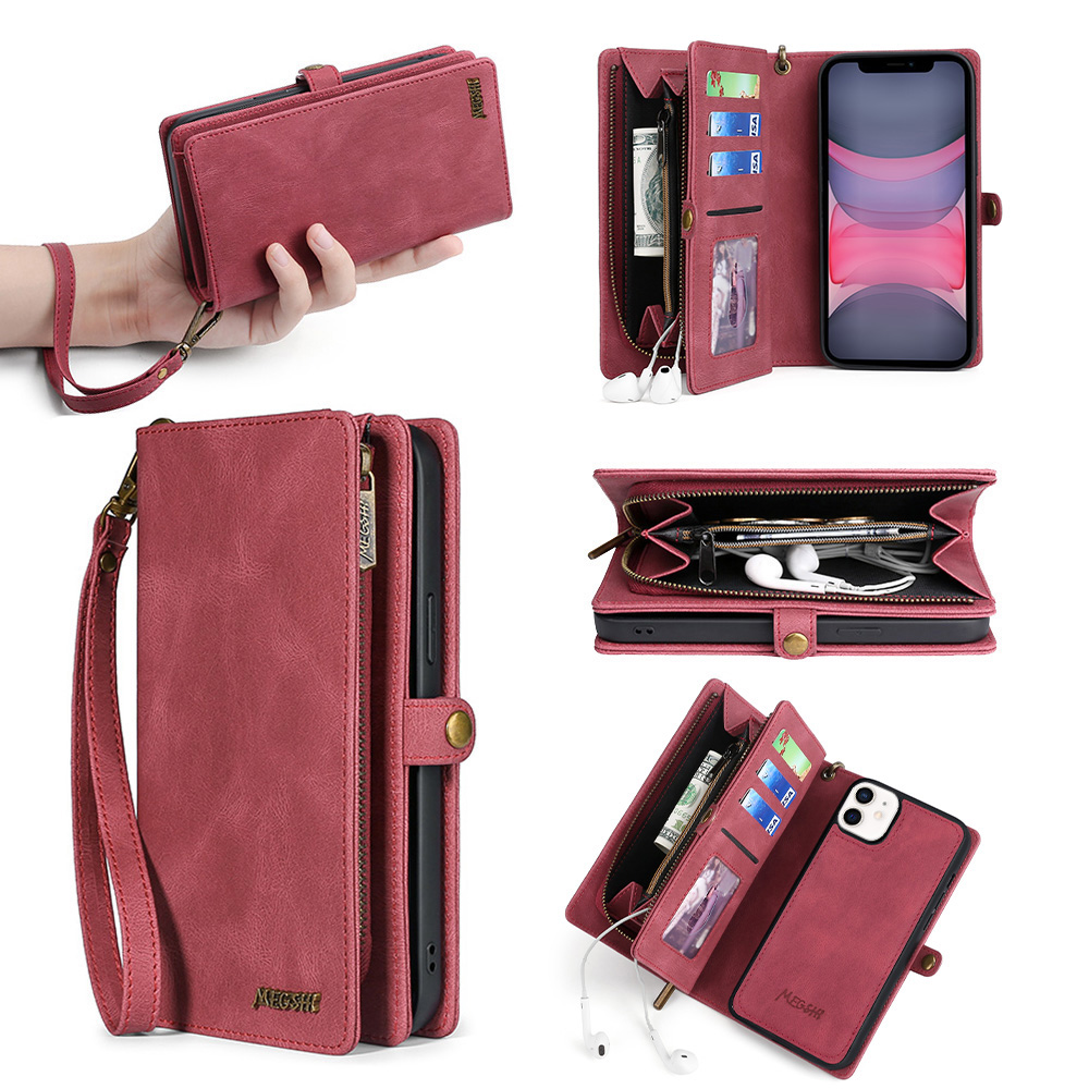 MEGSHI 017 -serie Für Iphone 12 Mini 5,4 Zoll Magnetisch Saugabnehmbarer Abdeckung Reißverschluss Brieftasche Ledertasche - Rot, iPhone 12 mini
MEGSHI 017 -serie Für Iphone 12 Mini 5,4 Zoll Magnetisch Saugabnehmbarer Abdeckung Reißverschluss Brieftasche Ledertasche - Rot, iPhone 12 mini