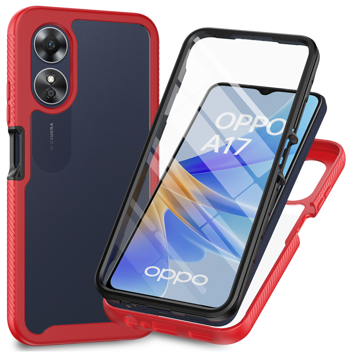 Für Oppo A17 4G Schockdichte PC+TPU -telefonhülle Transparente Telefonabdeckung Mit PET Screen Protector - Rot, Oppo A17 4G
Für Oppo A17 4G Schockdichte PC+TPU -telefonhülle Transparente Telefonabdeckung Mit PET Screen Protector - Rot, Oppo A17 4G