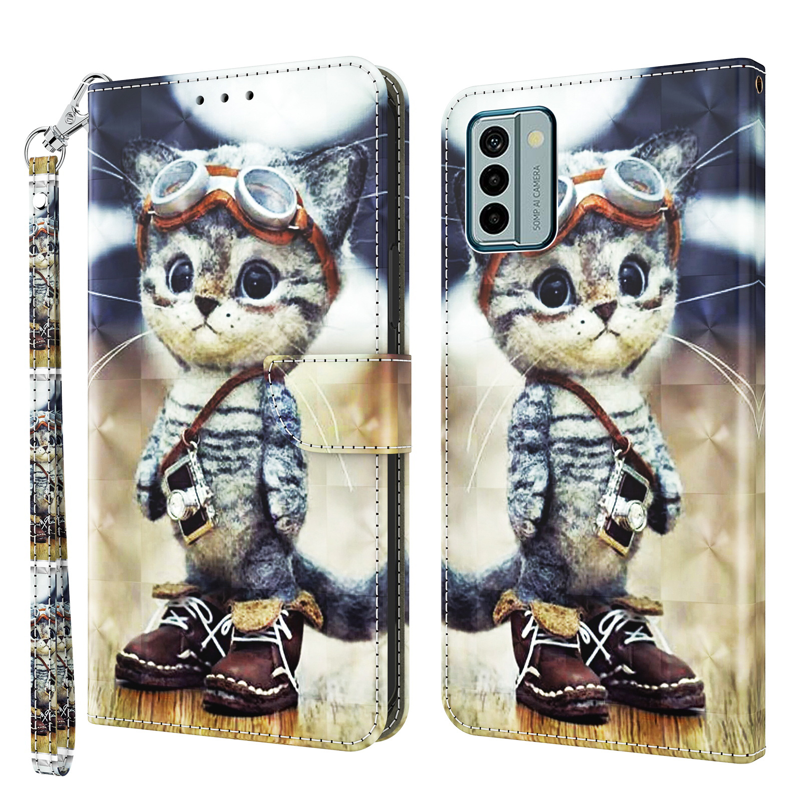 Für Nokia G22 3D -muster Druck PU Leder -hülle Wallet Stand Handyabdeckung Mit Riemen - Stehende Katze, Nokia G22
Für Nokia G22 3D -muster Druck PU Leder -hülle Wallet Stand Handyabdeckung Mit Riemen - Stehende Katze, Nokia G22