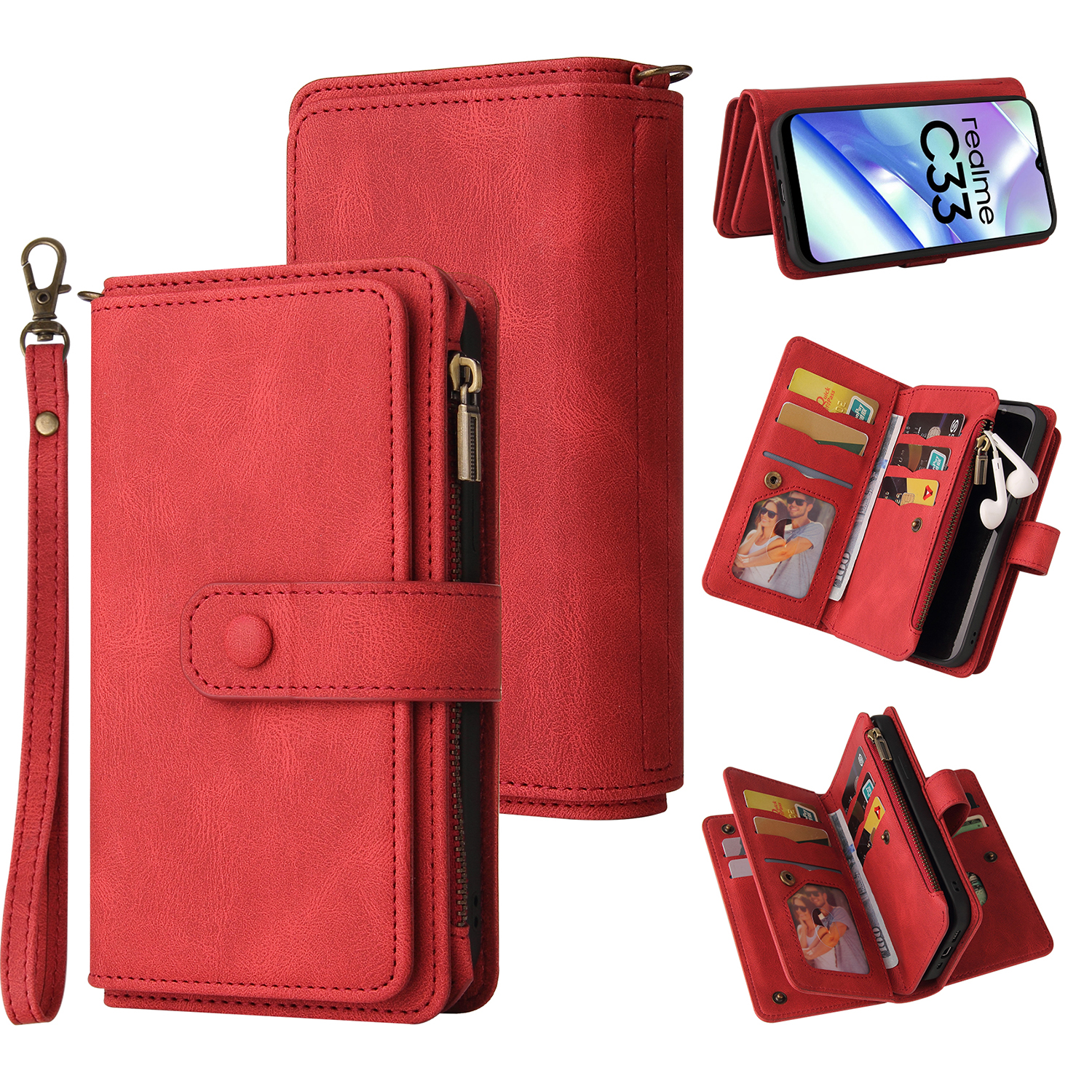 Für Realme C33 4G KT KT Multifunktionaler Serie-2 Reißverschluss in Tasche Leder Telefon Hülle Mehrere Kartensteckplätze Brieftaschenständer Cover - Rot, Realme C33 4G
Für Realme C33 4G KT KT Multifunktionaler Serie-2 Reißverschluss in Tasche Leder Telefon Hülle Mehrere Kartensteckplätze Brieftaschenständer Cover - Rot, Realme C33 4G