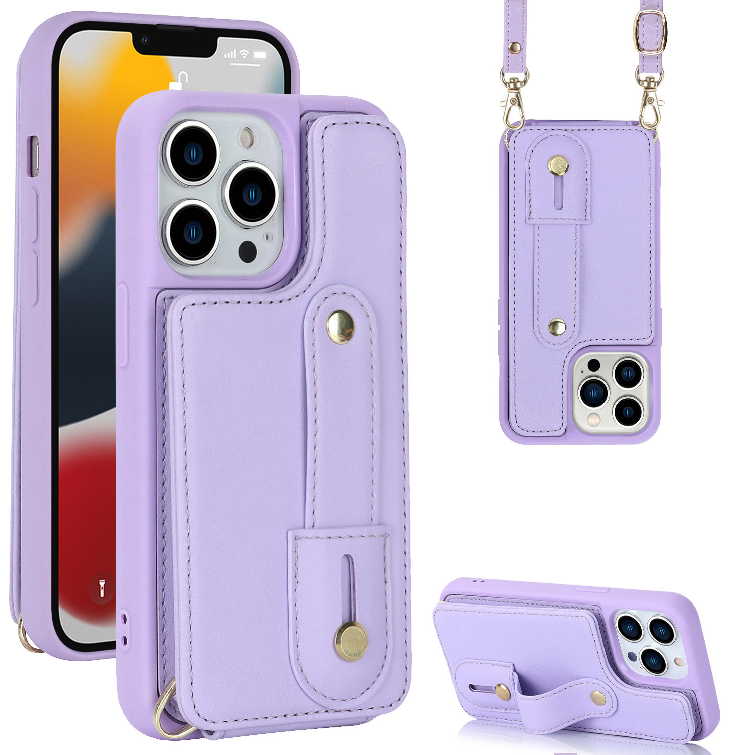 Für Iphone 13 Pro Max -karten -slots Armband Kickstand Hülle PU Leder+tpu -handyabdeckung - Lila, iPhone 13 Pro Max
Für Iphone 13 Pro Max -karten -slots Armband Kickstand Hülle PU Leder+tpu -handyabdeckung - Lila, iPhone 13 Pro Max