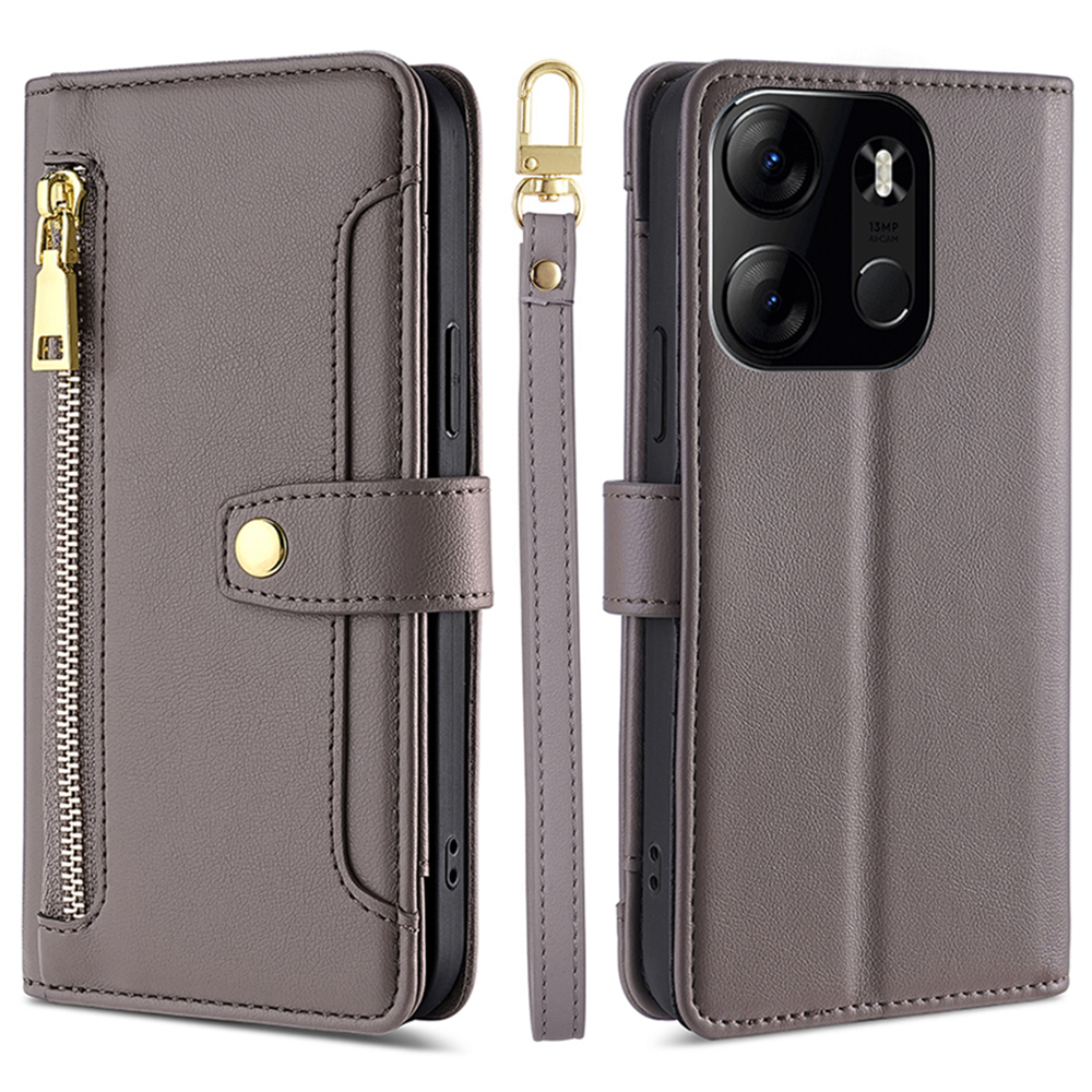 Für Tecno Spark Go 2023 4G Anti-fall-telefonständer Hülle Reißverschluss Taschen-leder-brieftasche Mit 2 Gurten - Grau, Tecno Spark Go 2023 4G
Für Tecno Spark Go 2023 4G Anti-fall-telefonständer Hülle Reißverschluss Taschen-leder-brieftasche Mit 2 Gurten - Grau, Tecno Spark Go 2023 4G