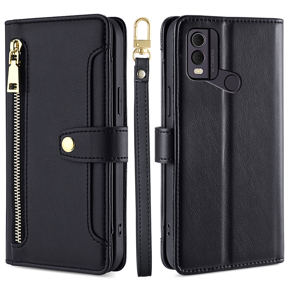 Drop-proof-abdeckung Für Nokia C22 Stand Wallet Leder-telefonhülle Mit Reißverschluss in Tasche Und 2 Trägern - Schwarz, Nokia C22
Drop-proof-abdeckung Für Nokia C22 Stand Wallet Leder-telefonhülle Mit Reißverschluss in Tasche Und 2 Trägern - Schwarz, Nokia C22