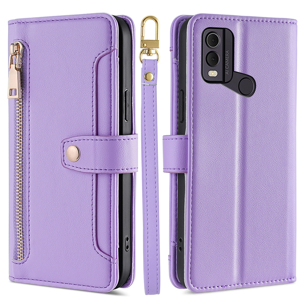 Drop-proof-abdeckung Für Nokia C22 Stand Wallet Leder-telefonhülle Mit Reißverschluss in Tasche Und 2 Trägern - Lila, Nokia C22
Drop-proof-abdeckung Für Nokia C22 Stand Wallet Leder-telefonhülle Mit Reißverschluss in Tasche Und 2 Trägern - Lila, Nokia C22