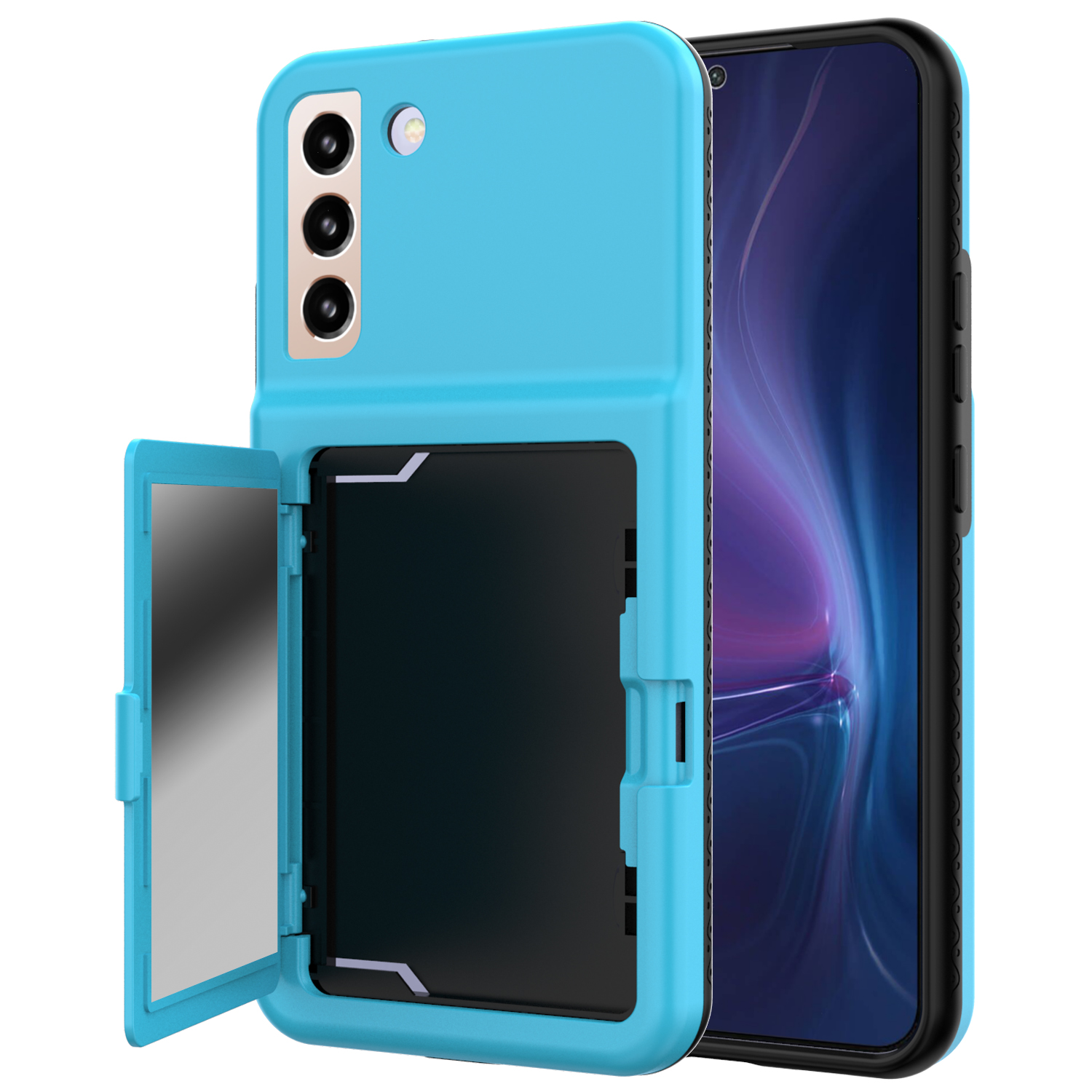 Für Samsung Galaxy S22 5G Cardcase Series Card Holder Kickstand Hülle Dicked PC + TPU -telefonabdeckung Mit Mirror - Himmelblau, Galaxy S22 5G
Für Samsung Galaxy S22 5G Cardcase Series Card Holder Kickstand Hülle Dicked PC + TPU -telefonabdeckung Mit Mirror - Himmelblau, Galaxy S22 5G