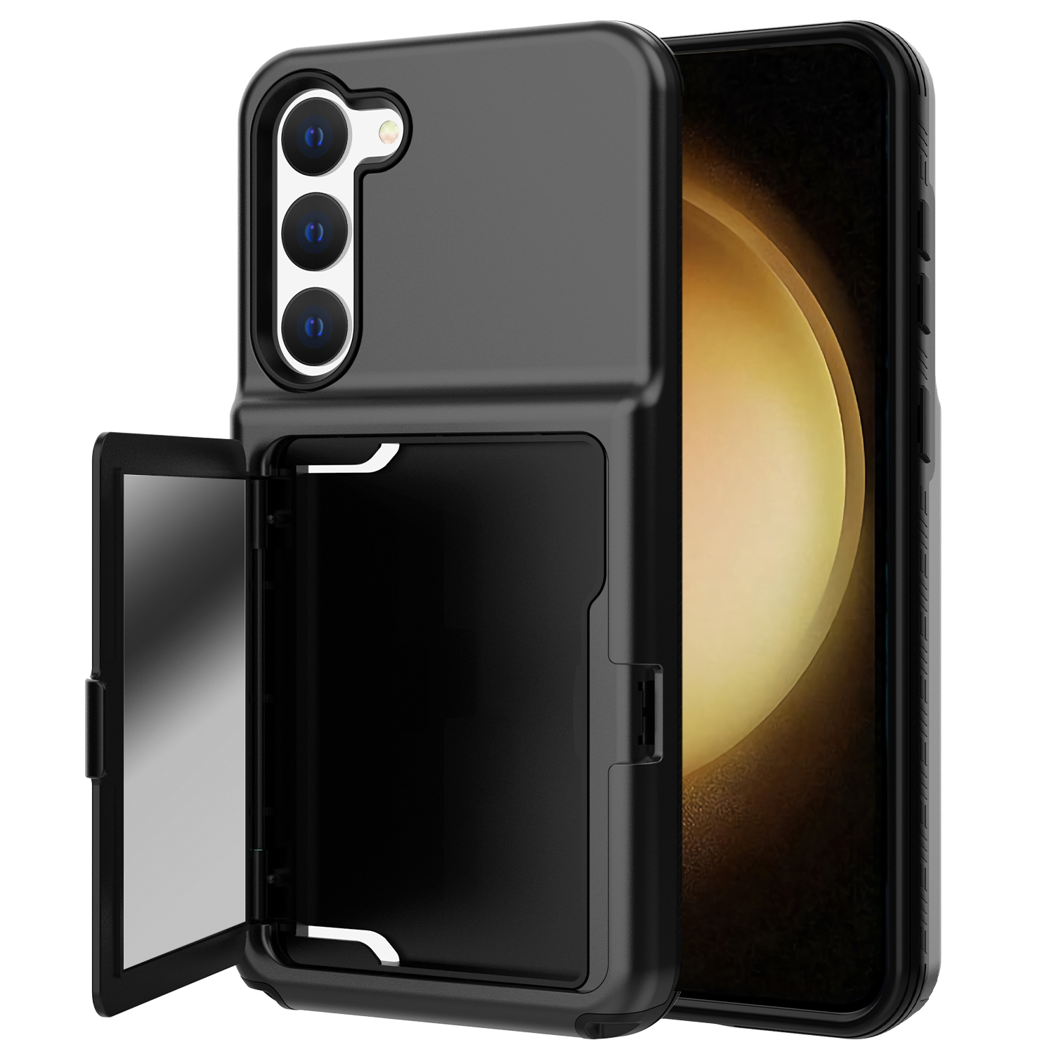 Für Samsung Galaxy S23+ Cardcase Series Mirror Function Phone Hülle Kickstand -kartenhalter Verdickte Telefonabdeckung - Schwarz, Galaxy S23+
Für Samsung Galaxy S23+ Cardcase Series Mirror Function Phone Hülle Kickstand -kartenhalter Verdickte Telefonabdeckung - Schwarz, Galaxy S23+