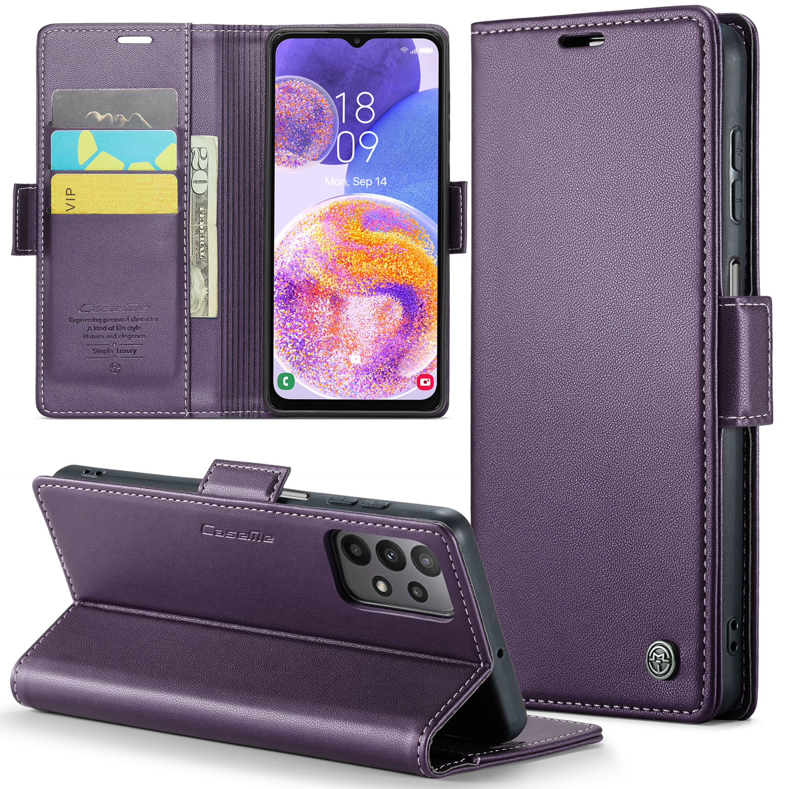 Caseme 023 Series Wallet Case Für Samsung Galaxy A23 4G / A23 5G (globale Version) Litchi Textur PU Lederstand RFID Blocking Telefonabdeckung - Lila, Galaxy A23 4G
Caseme 023 Series Wallet Case Für Samsung Galaxy A23 4G / A23 5G (globale Version) Litchi Textur PU Lederstand RFID Blocking Telefonabdeckung - Lila, Galaxy A23 4G