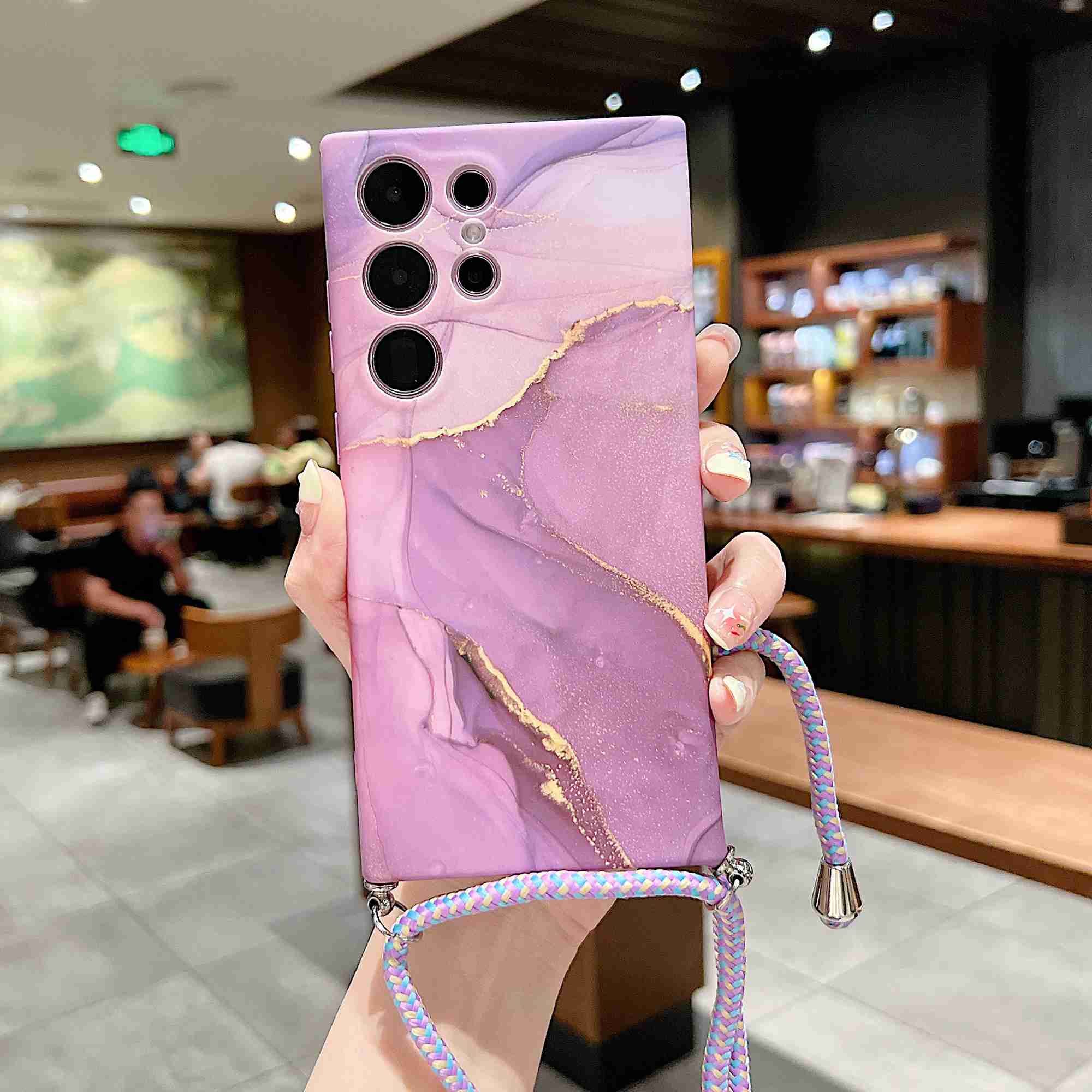 Für Samsung Galaxy S23 Ultra Soft TPU Back Case IMD Marmormuster Telefonabdeckung Mit Schultergurt - Lila, Galaxy S23 Ultra
Für Samsung Galaxy S23 Ultra Soft TPU Back Case IMD Marmormuster Telefonabdeckung Mit Schultergurt - Lila, Galaxy S23 Ultra