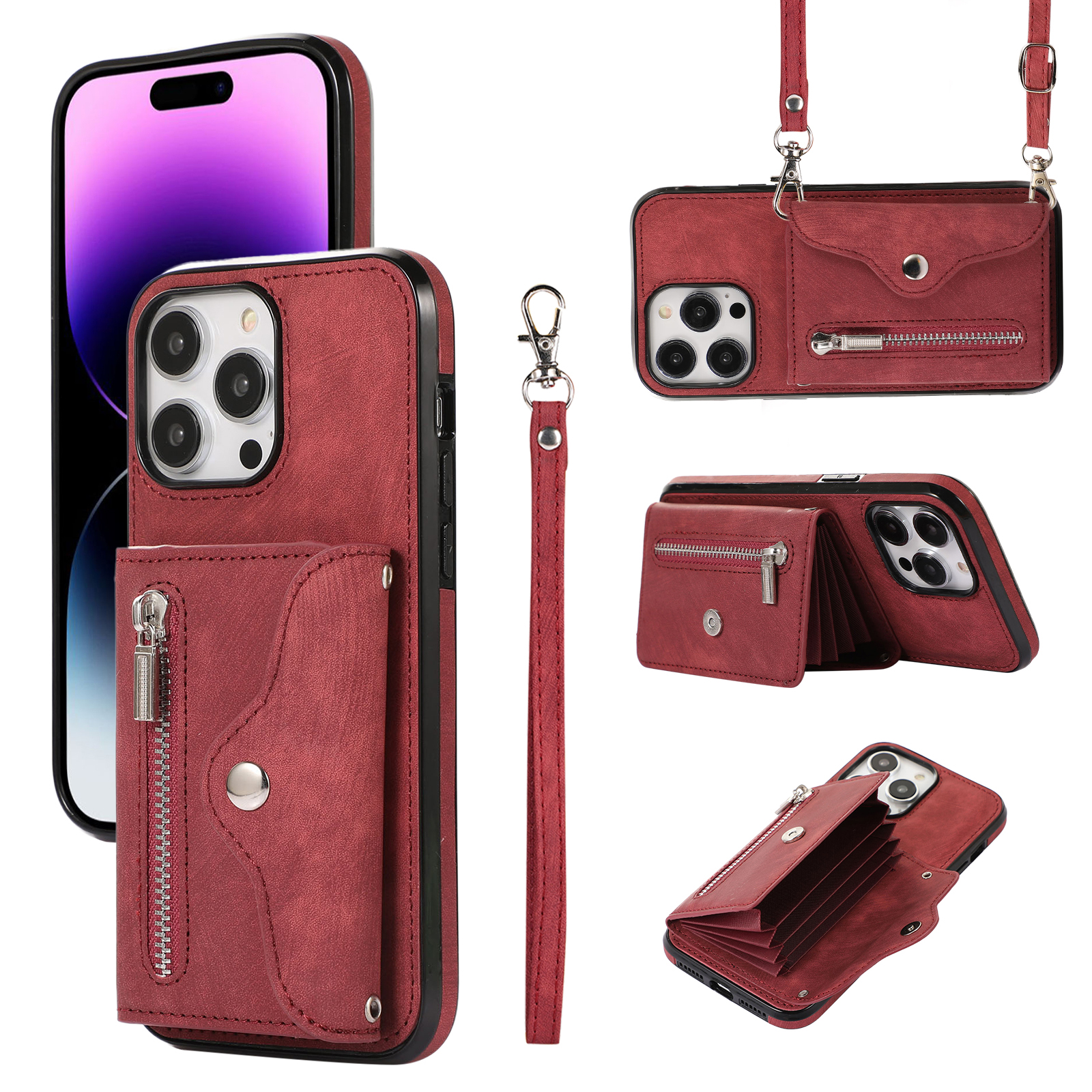 Für Iphone 14 Pro PU Leder+tpu Scratch Proof Phone Case Kickstand -cover Mit RFID -blockierungskartenbeutel - Rot, iPhone 14 Pro
Für Iphone 14 Pro PU Leder+tpu Scratch Proof Phone Case Kickstand -cover Mit RFID -blockierungskartenbeutel - Rot, iPhone 14 Pro