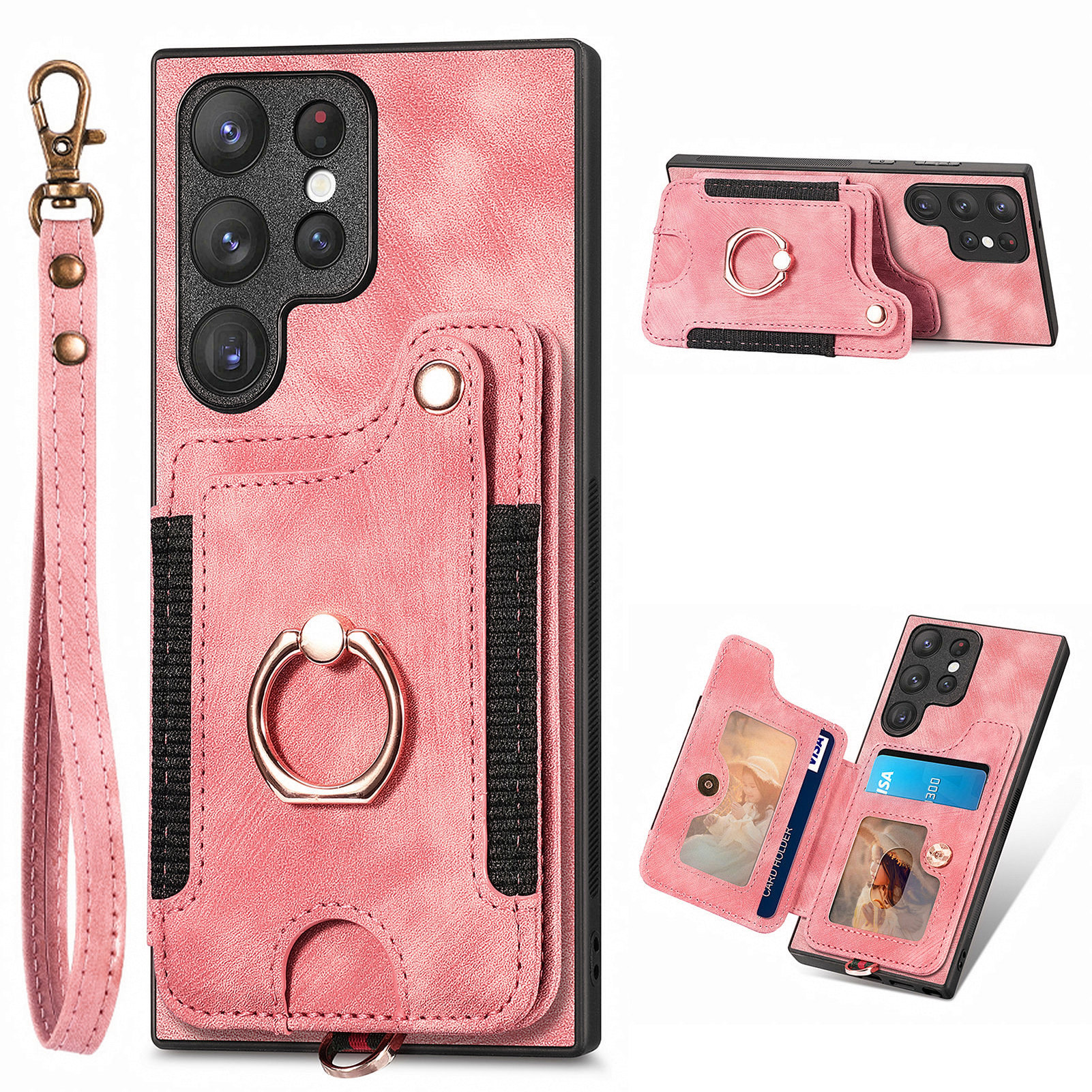 Für Samsung Galaxy S22 Ultra 5G PU Lederbeschichteter PC+TPU Rückdecke RFID -blockierungskarten -slot -kickstand -telefonhülle - Rosa, Galaxy S22 Ultra 5G
Für Samsung Galaxy S22 Ultra 5G PU Lederbeschichteter PC+TPU Rückdecke RFID -blockierungskarten -slot -kickstand -telefonhülle - Rosa, Galaxy S22 Ultra 5G