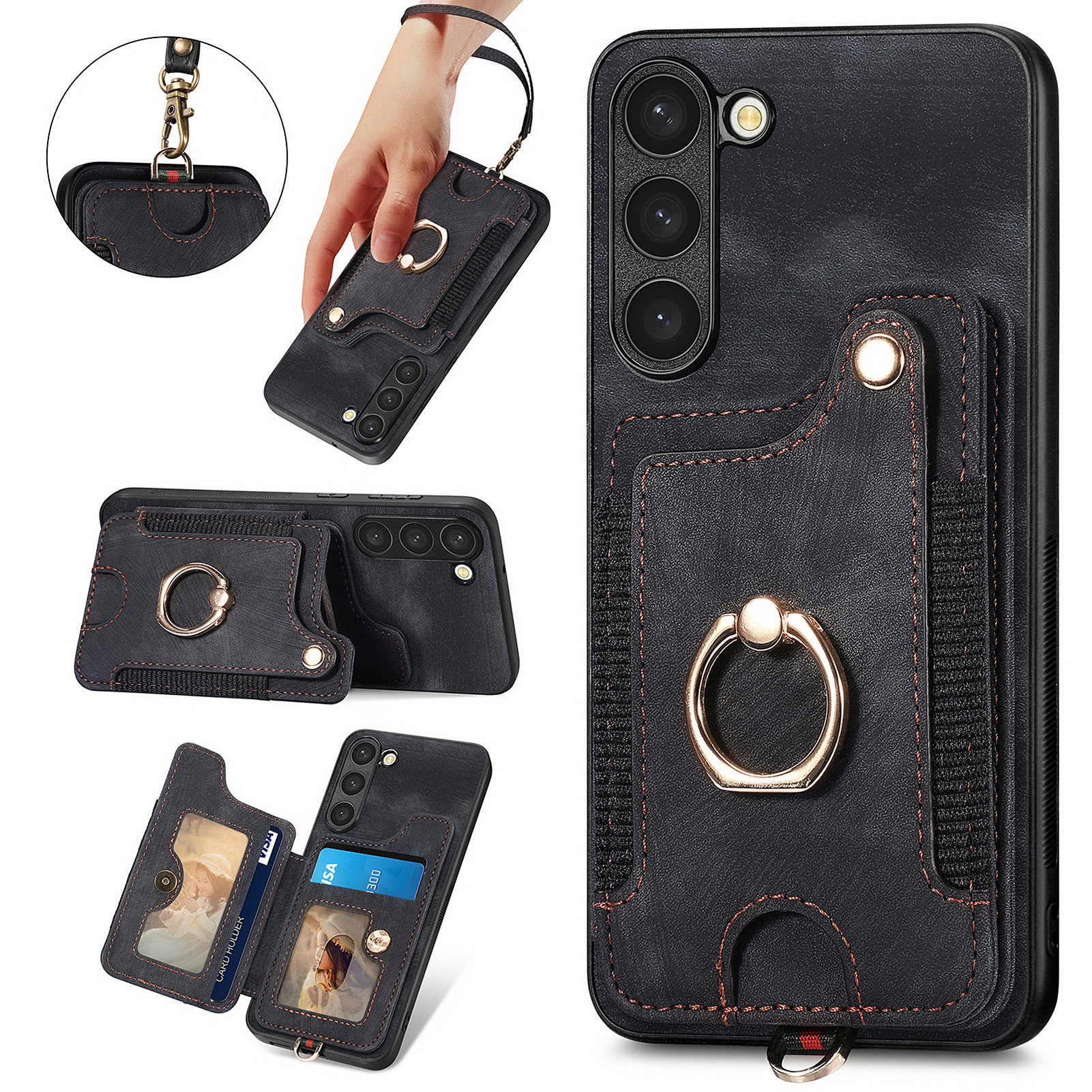 Für Samsung Galaxy S23 RFID -blockierungskartenhalter Telefonhülle PU -leder -pc+tpu -kickstand -cover - Schwarz, Galaxy S23
Für Samsung Galaxy S23 RFID -blockierungskartenhalter Telefonhülle PU -leder -pc+tpu -kickstand -cover - Schwarz, Galaxy S23