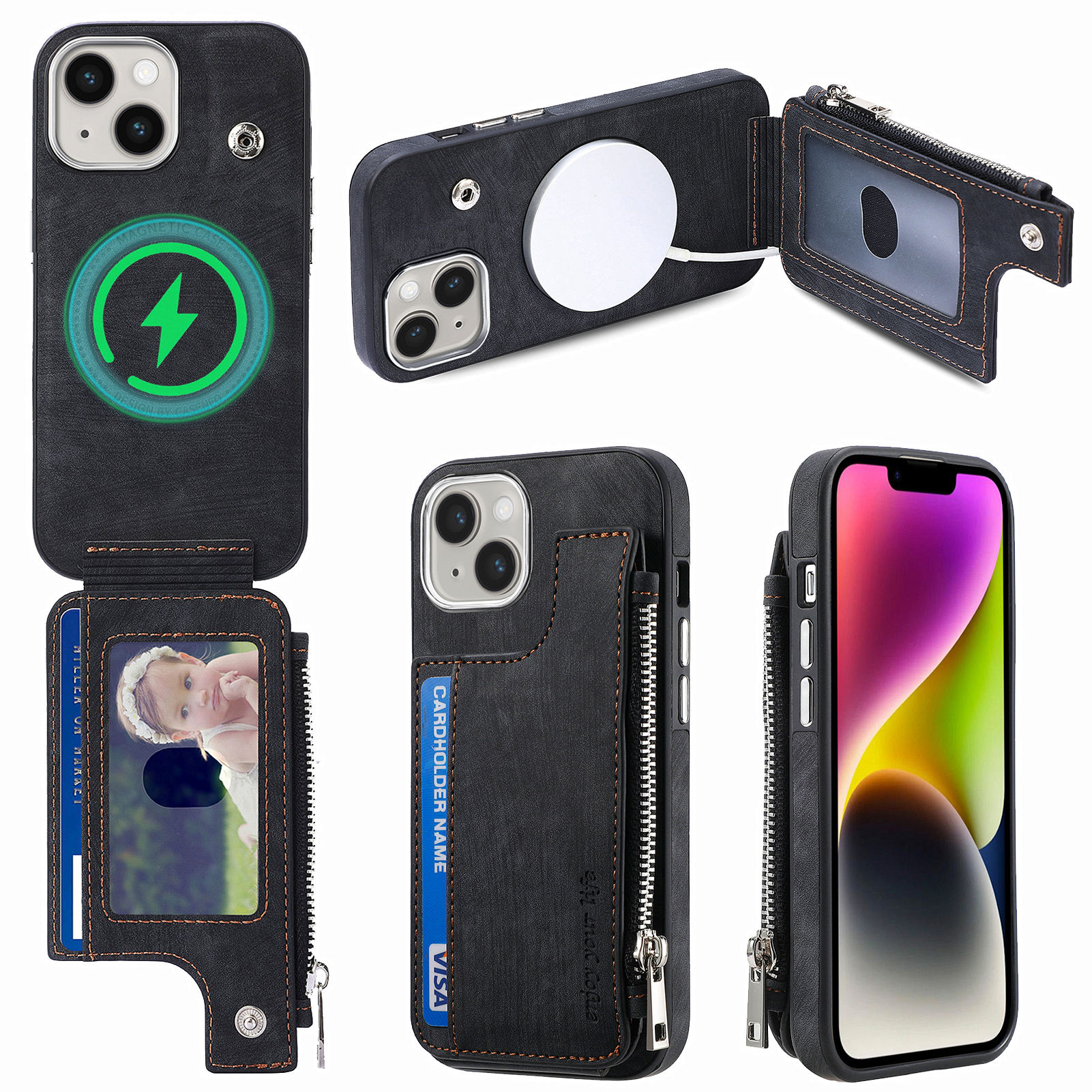 Für Iphone 14 PU Leder Tpu-hülle Anti-kratzer Magnetische Telefonabdeckung Brieftet-kickstand-telefonhülle - Schwarz, iPhone 14
Für Iphone 14 PU Leder Tpu-hülle Anti-kratzer Magnetische Telefonabdeckung Brieftet-kickstand-telefonhülle - Schwarz, iPhone 14