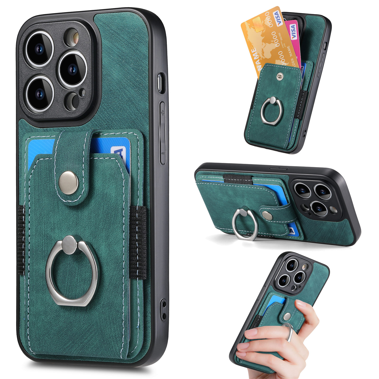 Für Iphone 14 Pro Max Rotation Ring Ring Kickstand Cover PU -leder -pc+tpu -telefonhülle Mit Kartenhalter - Grün, iPhone 14 Pro Max
Für Iphone 14 Pro Max Rotation Ring Ring Kickstand Cover PU -leder -pc+tpu -telefonhülle Mit Kartenhalter - Grün, iPhone 14 Pro Max
