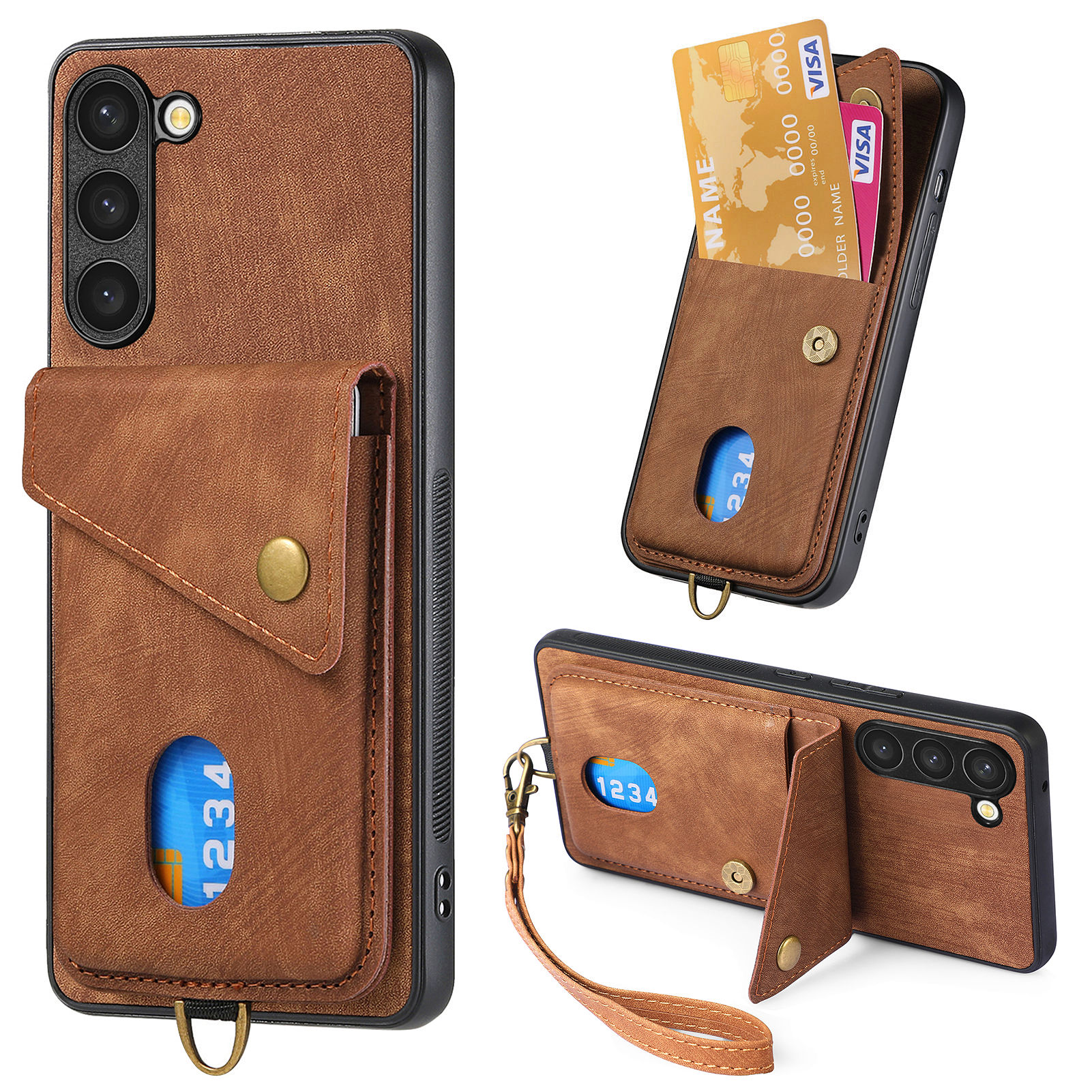Lederbeschichtete PC+TPU -hülle Für Samsung Galaxy S23 Kartenhalter Kickstand -telefonabdeckung - Braun, Galaxy S23
Lederbeschichtete PC+TPU -hülle Für Samsung Galaxy S23 Kartenhalter Kickstand -telefonabdeckung - Braun, Galaxy S23