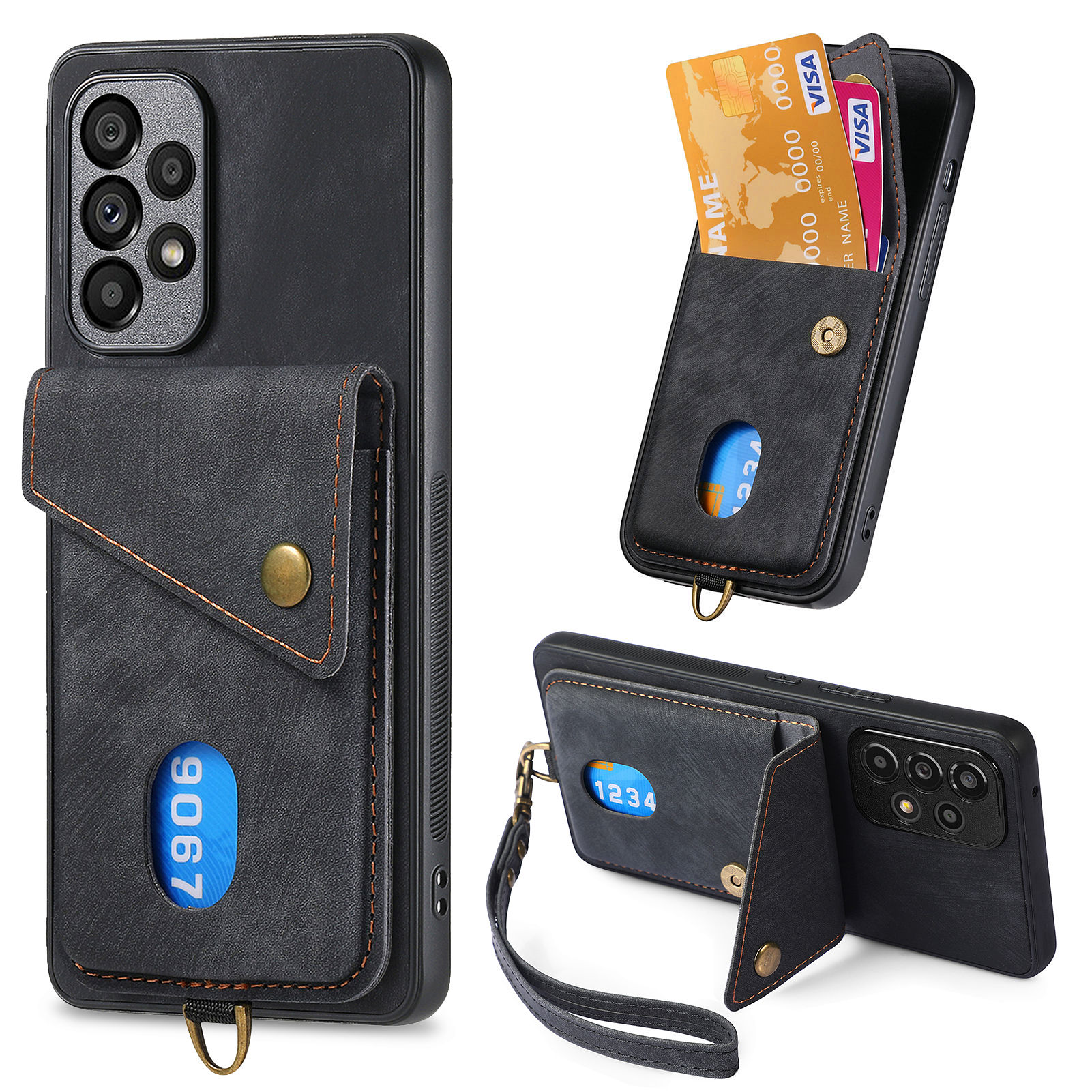 Für Samsung Galaxy A13 4G Phone Case Card Halter PU Lederbeschichtete PC+TPU -kickständer Cover - Schwarz, Galaxy A13 4G
Für Samsung Galaxy A13 4G Phone Case Card Halter PU Lederbeschichtete PC+TPU -kickständer Cover - Schwarz, Galaxy A13 4G