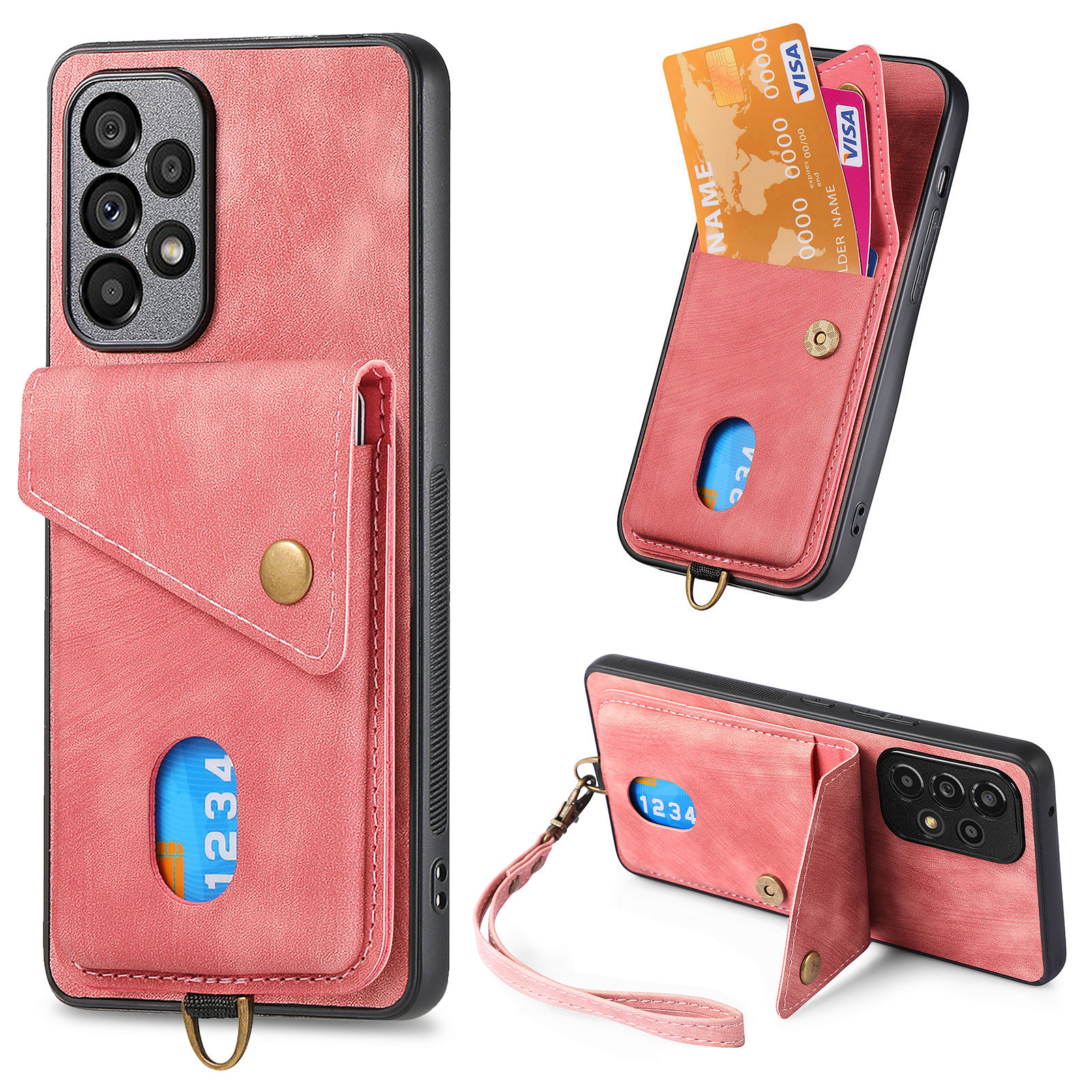 Für Samsung Galaxy A13 4G Phone Case Card Halter PU Lederbeschichtete PC+TPU -kickständer Cover - Rosa, Galaxy A13 4G
Für Samsung Galaxy A13 4G Phone Case Card Halter PU Lederbeschichtete PC+TPU -kickständer Cover - Rosa, Galaxy A13 4G