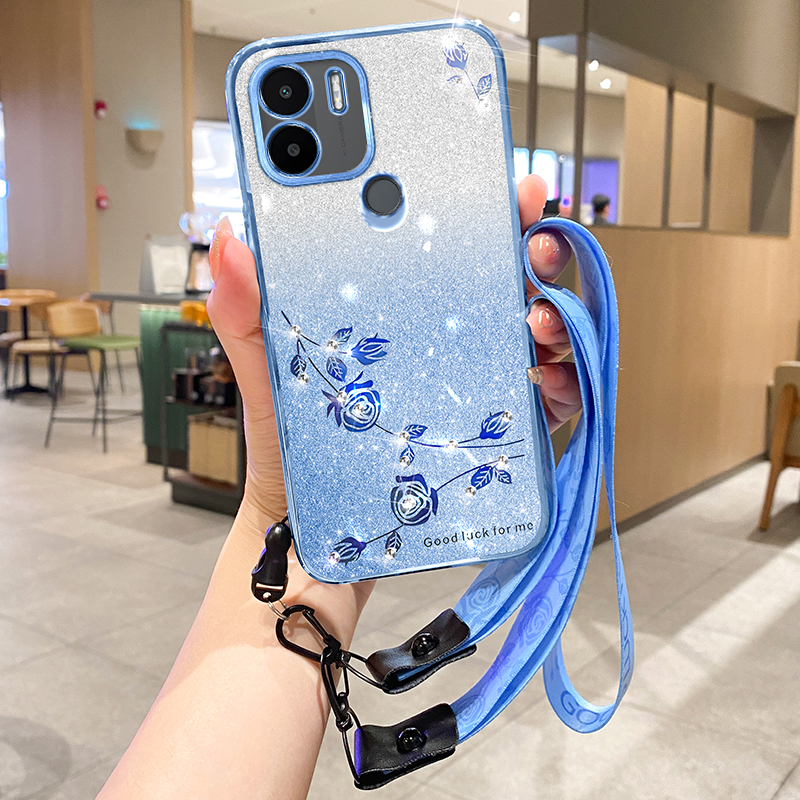 Glitzer -strass -tpu -telefonfall Xiaomi Redmi A1+ 4G / A2+ 4g / Poco C50 4G Gradientenfarbe Phone Shell Deckung Mit Riemen - Blau, Xiaomi Redmi A1+ 4G 
Glitzer -strass -tpu -telefonfall Xiaomi Redmi A1+ 4G / A2+ 4g / Poco C50 4G Gradientenfarbe Phone Shell Deckung Mit Riemen - Blau, Xiaomi Redmi A1+ 4G