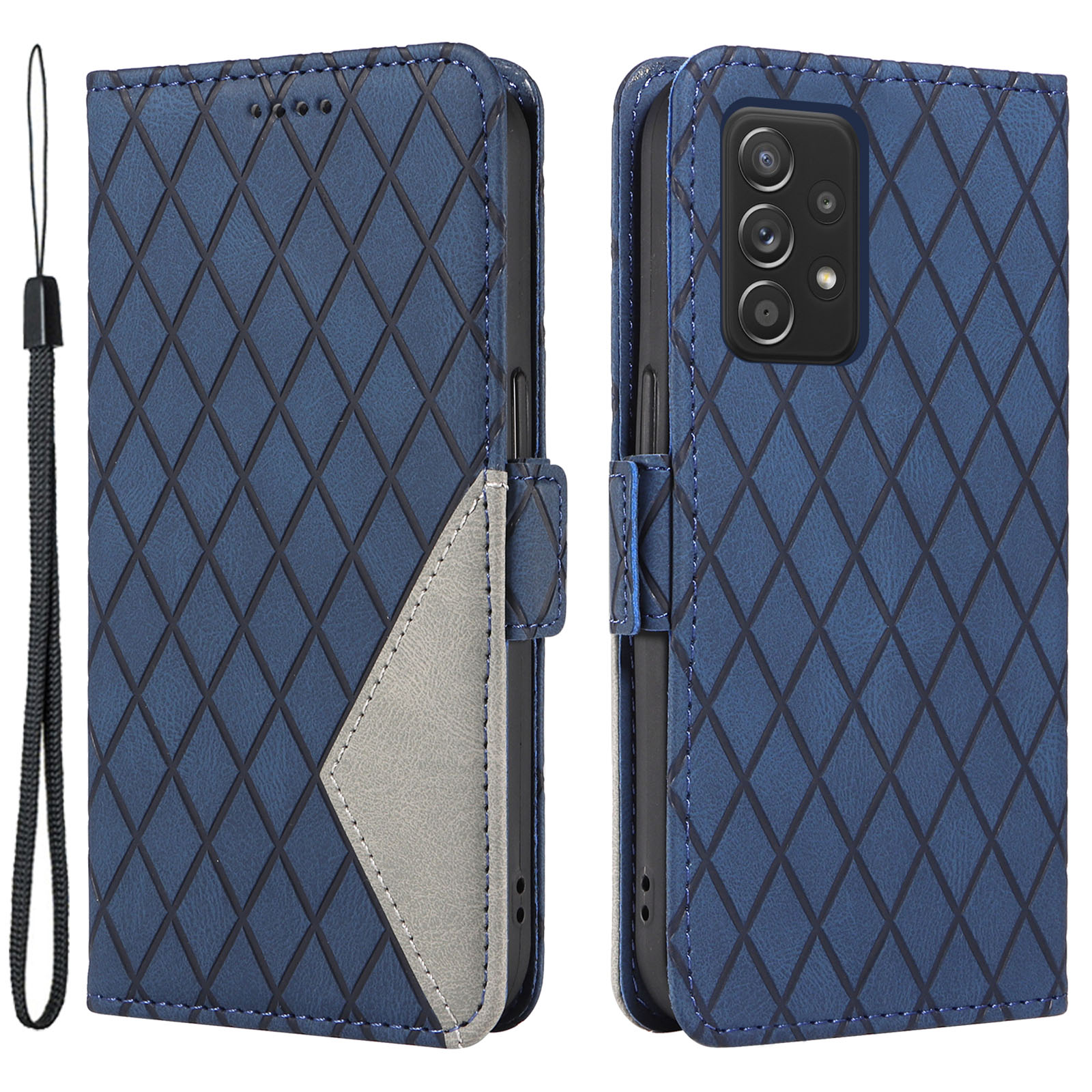 Für Samsung Galaxy A52 4G / 5g / A52s 5G Farbspleißen Mobiltelefonabdeckung Rhombus Eingeprägter Lederständer Wallet Hülle - Blau, Galaxy A52 4G
Für Samsung Galaxy A52 4G / 5g / A52s 5G Farbspleißen Mobiltelefonabdeckung Rhombus Eingeprägter Lederständer Wallet Hülle - Blau, Galaxy A52 4G