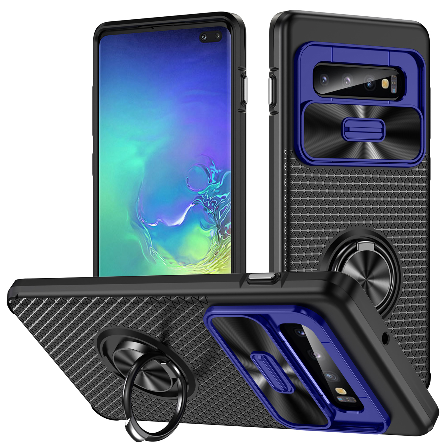 Für Das Samsung Galaxy S10 Plus Ring Kickstand Phone Case Dia Camera Protection PC + TPU Anti-drop-abdeckung - Saphir+schwarz, Galaxy S10 Plus
Für Das Samsung Galaxy S10 Plus Ring Kickstand Phone Case Dia Camera Protection PC + TPU Anti-drop-abdeckung - Saphir+schwarz, Galaxy S10 Plus