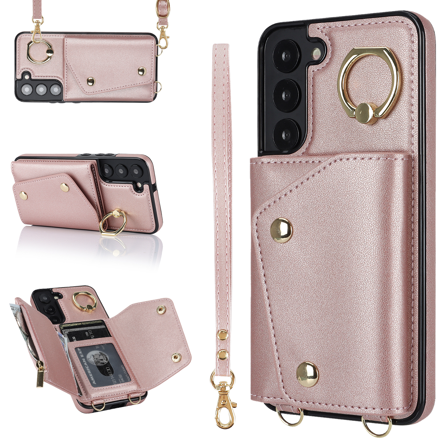 Reißverschluss Brieftaschenhülle Für Samsung Galaxy S22+ 5G PU Lederbeschichtete TPU -ring -kickstand -telefonabdeckung - Roségold, Galaxy S22+ 5G
Reißverschluss Brieftaschenhülle Für Samsung Galaxy S22+ 5G PU Lederbeschichtete TPU -ring -kickstand -telefonabdeckung - Roségold, Galaxy S22+ 5G