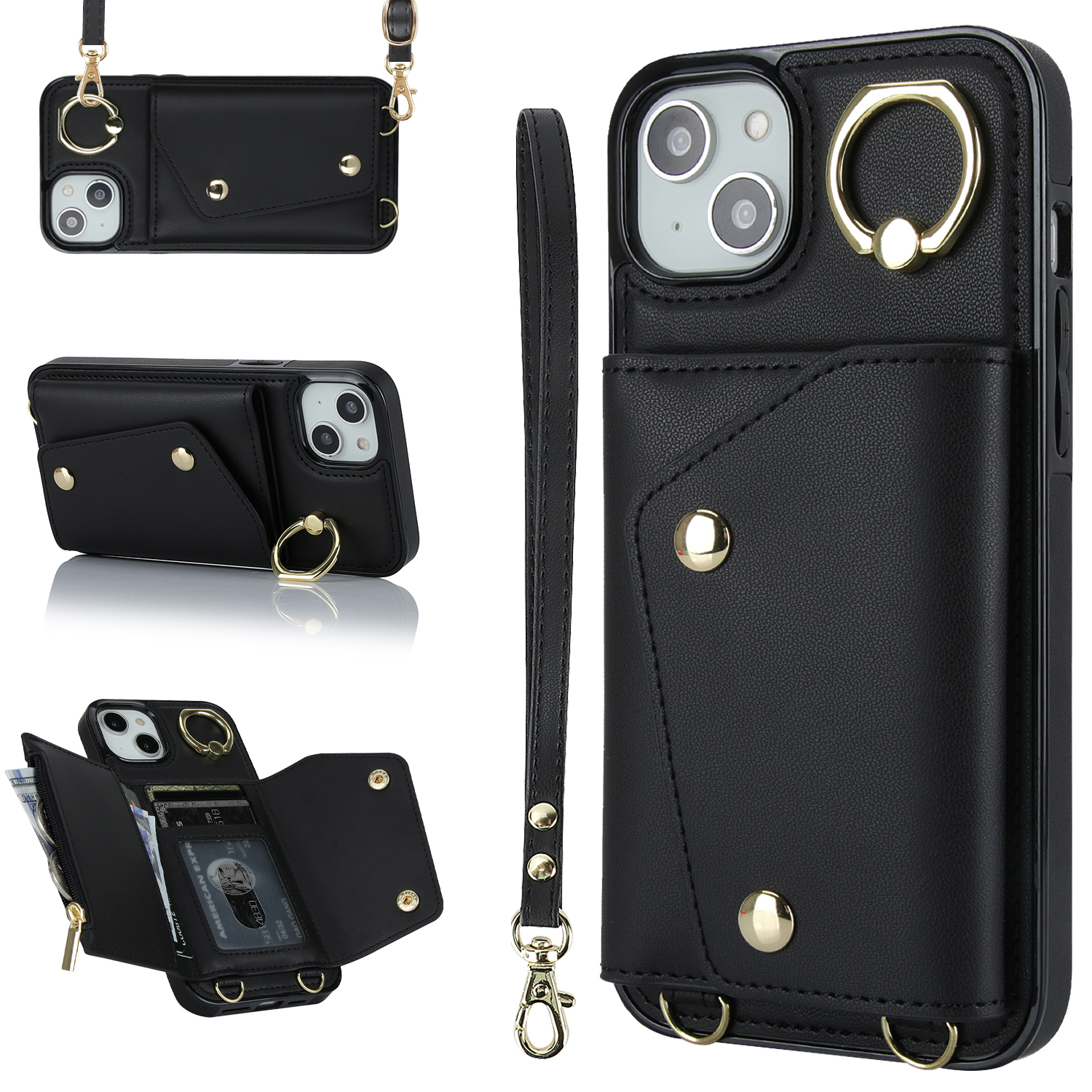 Ring Kickstand Reißverschluss Brieftaschenhülle Für Iphone 13 PU Lederbeschichtete TPU -crossbody -telefonabdeckung - Schwarz, iPhone 13
Ring Kickstand Reißverschluss Brieftaschenhülle Für Iphone 13 PU Lederbeschichtete TPU -crossbody -telefonabdeckung - Schwarz, iPhone 13