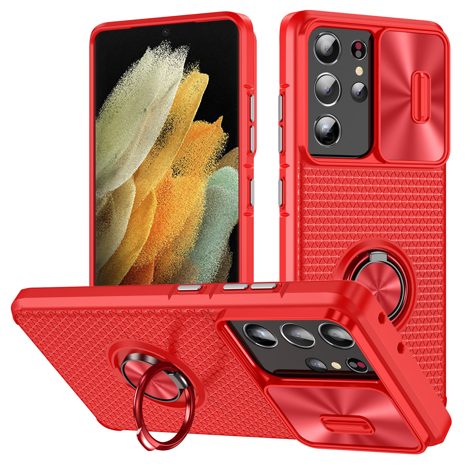 Für Samsung Galaxy S21 Ultra 5G PC+TPU Phone Case Ring Kickstand Deckung Mit Dia Camera Objektivschutzschutz - Rot, Galaxy S21 Ultra 5G
Für Samsung Galaxy S21 Ultra 5G PC+TPU Phone Case Ring Kickstand Deckung Mit Dia Camera Objektivschutzschutz - Rot, Galaxy S21 Ultra 5G