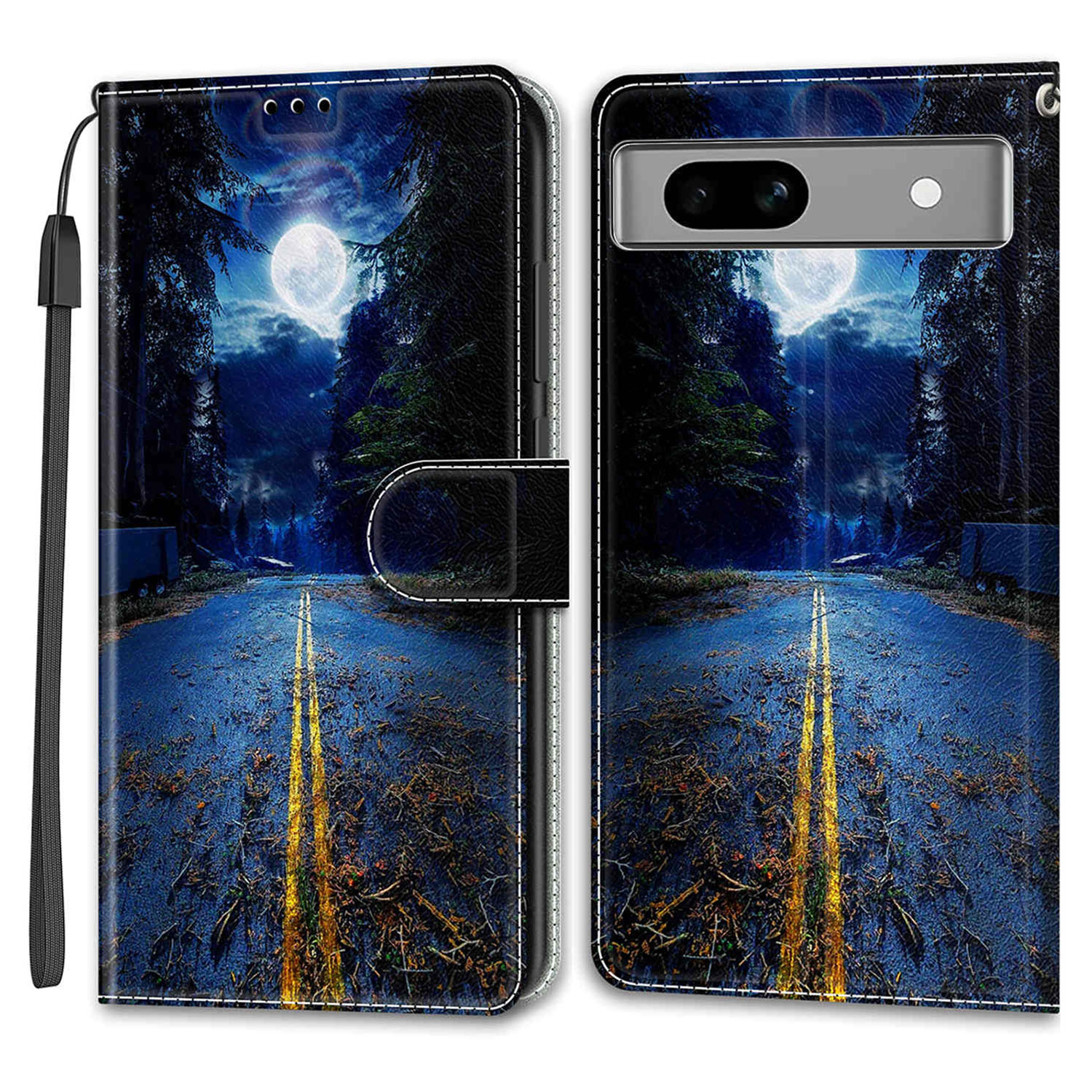 Für Google Pixel 7a PU Ledermuster -druckkoffer -karten -ständer -telefonabdeckung Mit Riemen - Nachtstraße / Mond, Google Pixel 7a
Für Google Pixel 7a PU Ledermuster -druckkoffer -karten -ständer -telefonabdeckung Mit Riemen - Nachtstraße / Mond, Google Pixel 7a