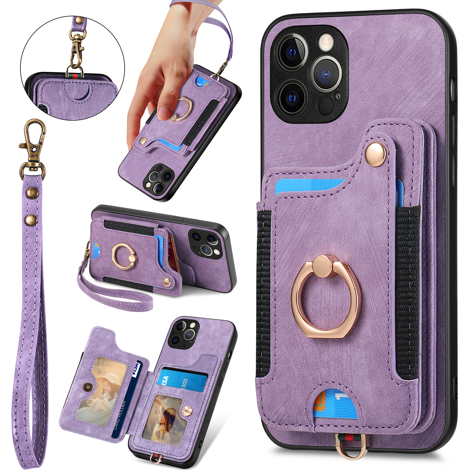 RFID -blockierung Telefonhülle Für Iphone 12 Pro Max, Kickstand -kartenhalter PU Leder+pc+tpu -cover - Lila, iPhone 12 Pro Max
RFID -blockierung Telefonhülle Für Iphone 12 Pro Max, Kickstand -kartenhalter PU Leder+pc+tpu -cover - Lila, iPhone 12 Pro Max