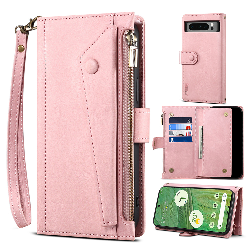 Eseble Star -serie RFID Blocking Wallet Hülle Für Google Pixel 8 Pro, Reißverschluss Pocke Lederständer Telefonabdeckung - Roségold, Google Pixel 8 Pro
Eseble Star -serie RFID Blocking Wallet Hülle Für Google Pixel 8 Pro, Reißverschluss Pocke Lederständer Telefonabdeckung - Roségold, Google Pixel 8 Pro