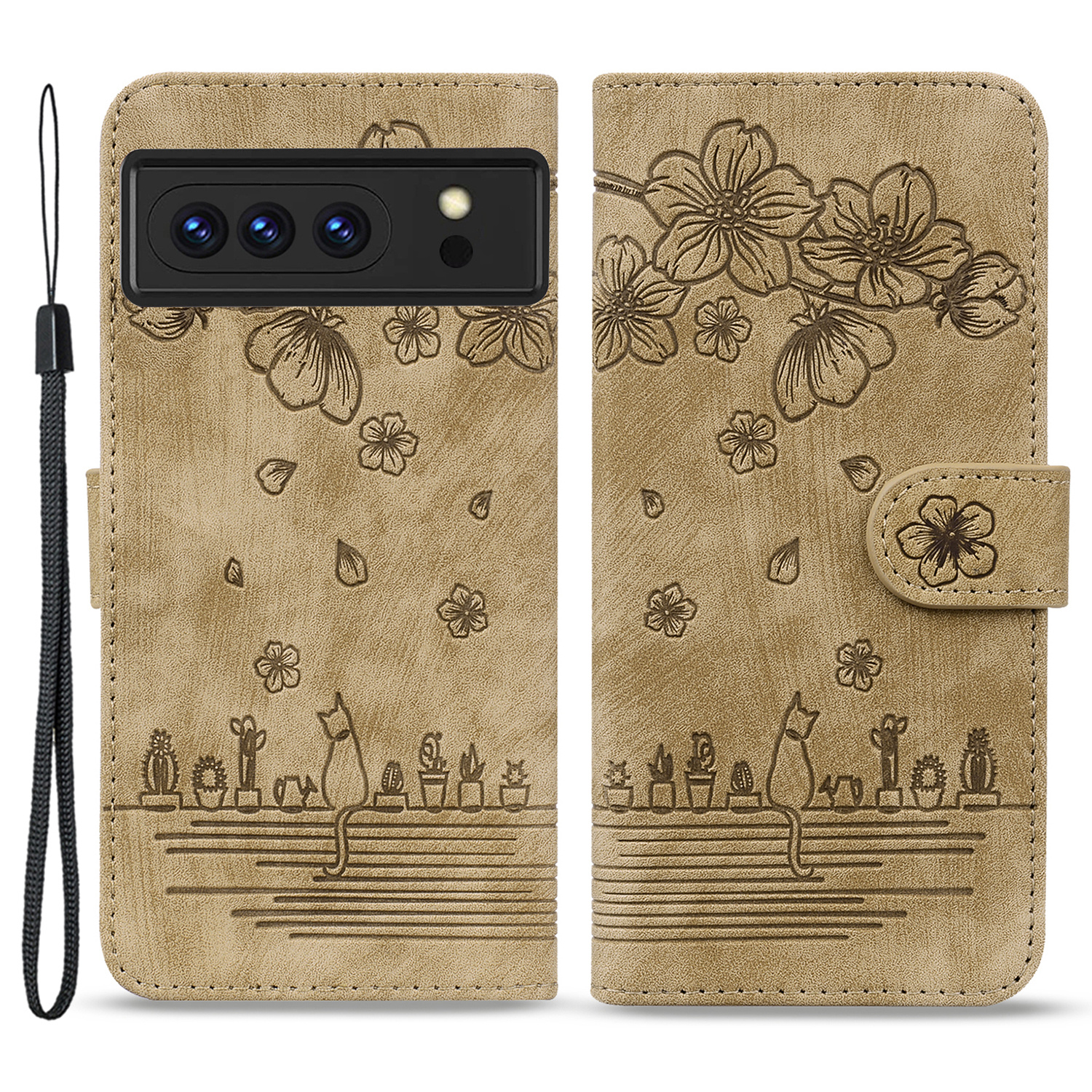 Für Google Pixel 8 Pro PU Leder Brieftasche Hülle Geprägte Blumenkatzentelefonabdeckung Mit Riemen - Braun, Google Pixel 8 Pro 
Für Google Pixel 8 Pro PU Leder Brieftasche Hülle Geprägte Blumenkatzentelefonabdeckung Mit Riemen - Braun, Google Pixel 8 Pro