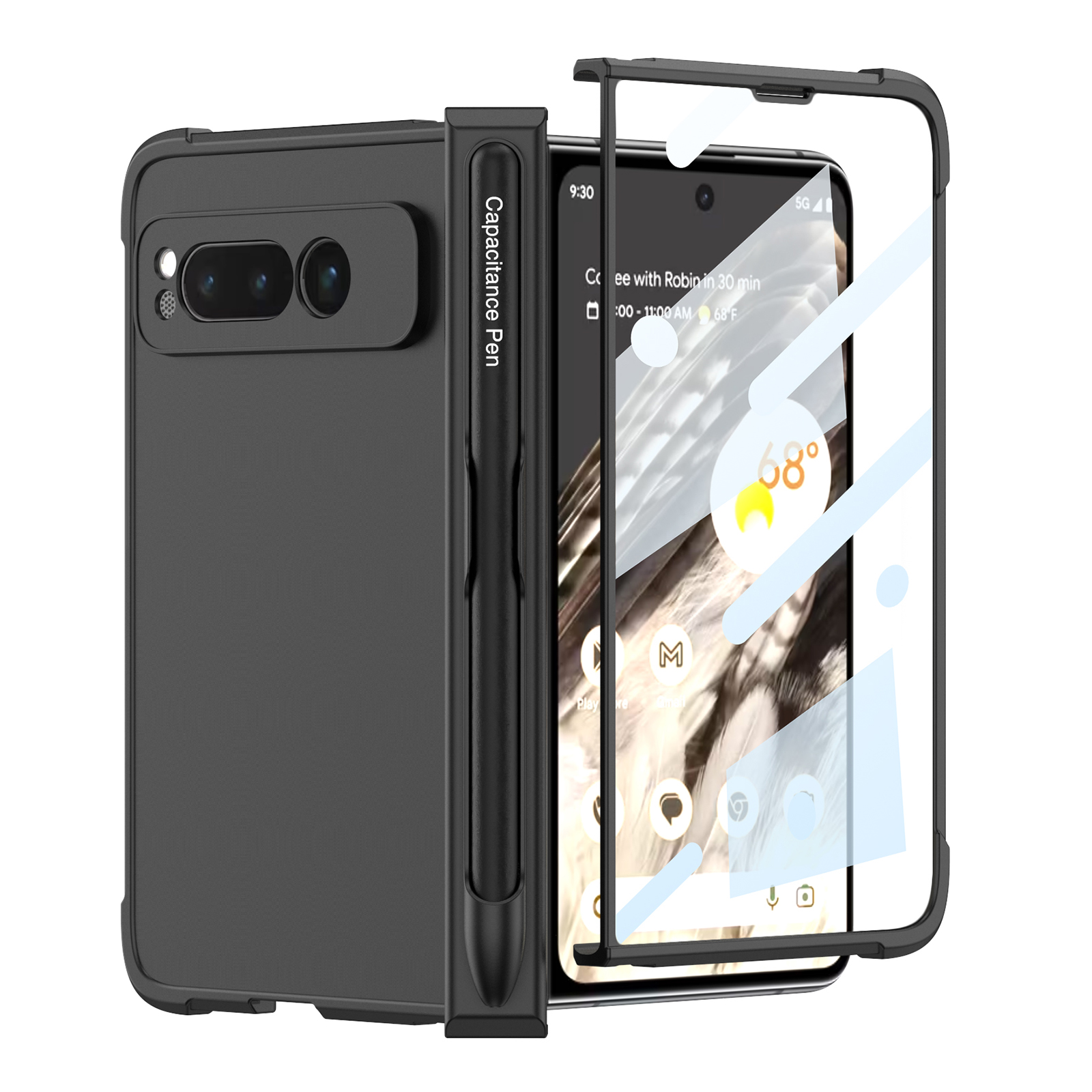GKK Für Google Pixel Fold Stift Slot Hauttouch Phone Hülle Verstärkte Ecken Tpu-abdeckung Mit Temperamentvollem Glasfilm - Schwarz, Google Pixel Fold
GKK Für Google Pixel Fold Stift Slot Hauttouch Phone Hülle Verstärkte Ecken Tpu-abdeckung Mit Temperamentvollem Glasfilm - Schwarz, Google Pixel Fold
